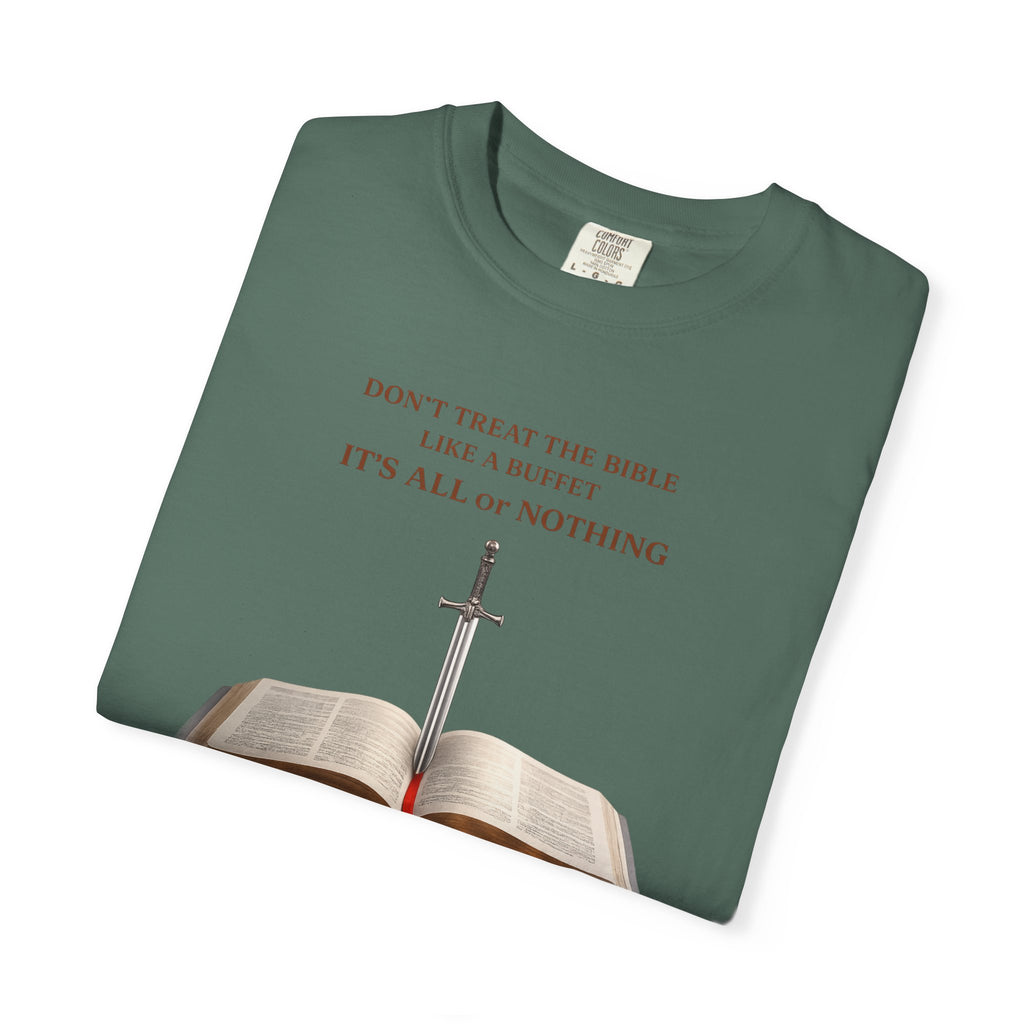 Bible & Sword T‑Shirt — Faith, Justice & Courage Christian Tee