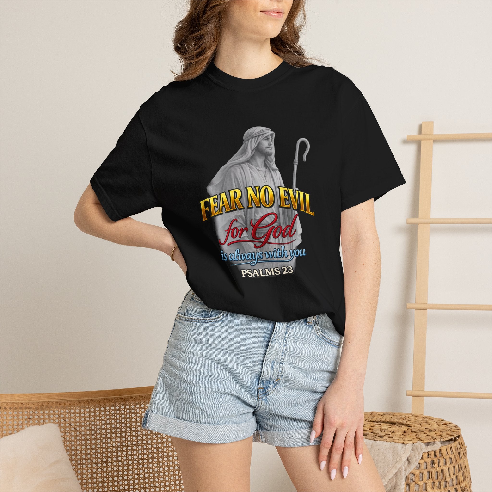 Faith Graphic T-Shirt — “Fear No Evil for God” Psalm 23 Christian Tee