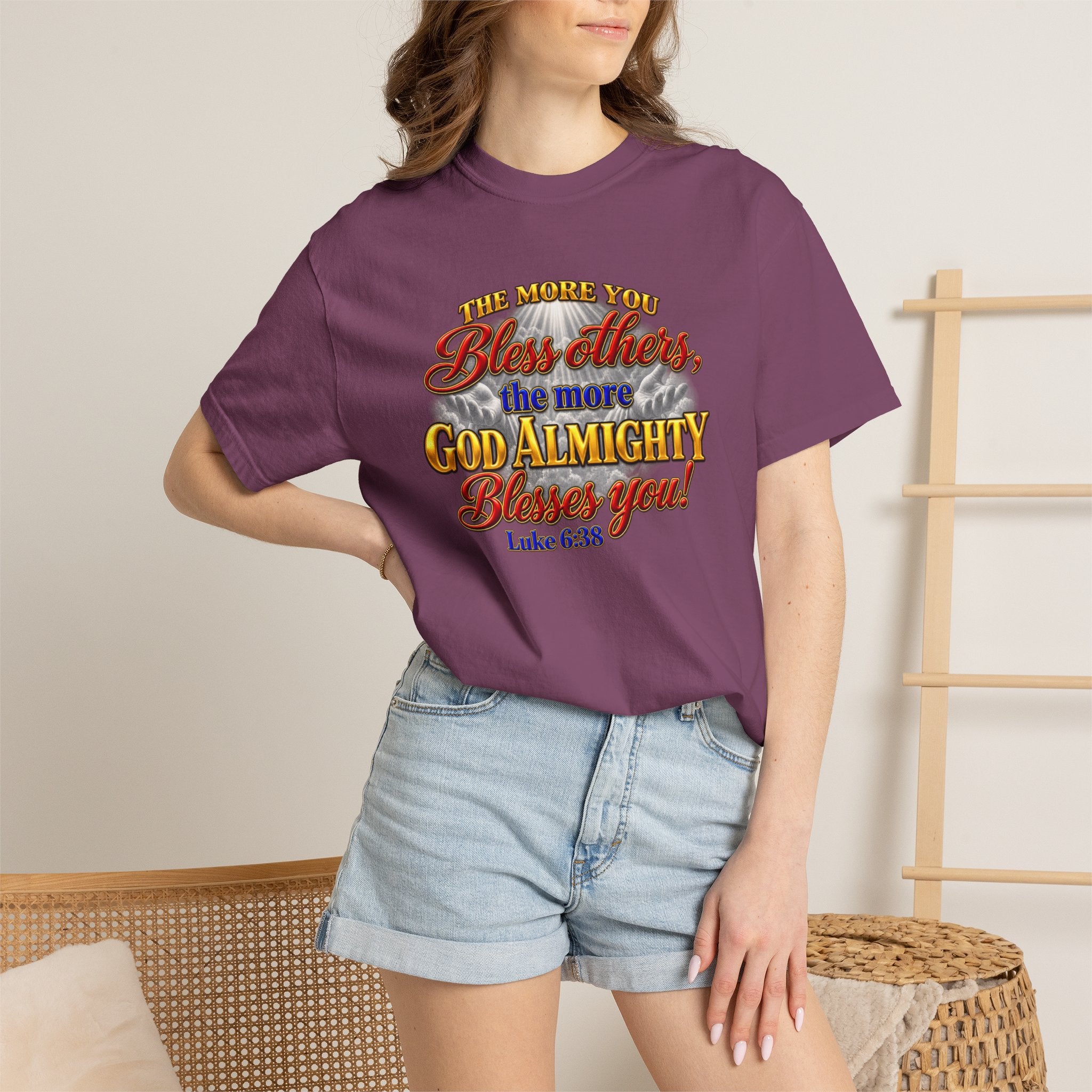 Bless Others Gospel T-Shirt — "The more you bless others, the more God Almighty blesses you" (Luke 6:38)