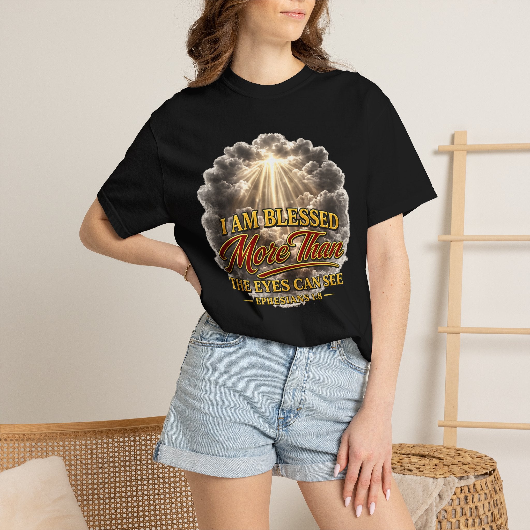 Blessed Beyond Sight T-Shirt — "I Am Blessed More Than The Eyes Can See" Christian Faith Tee