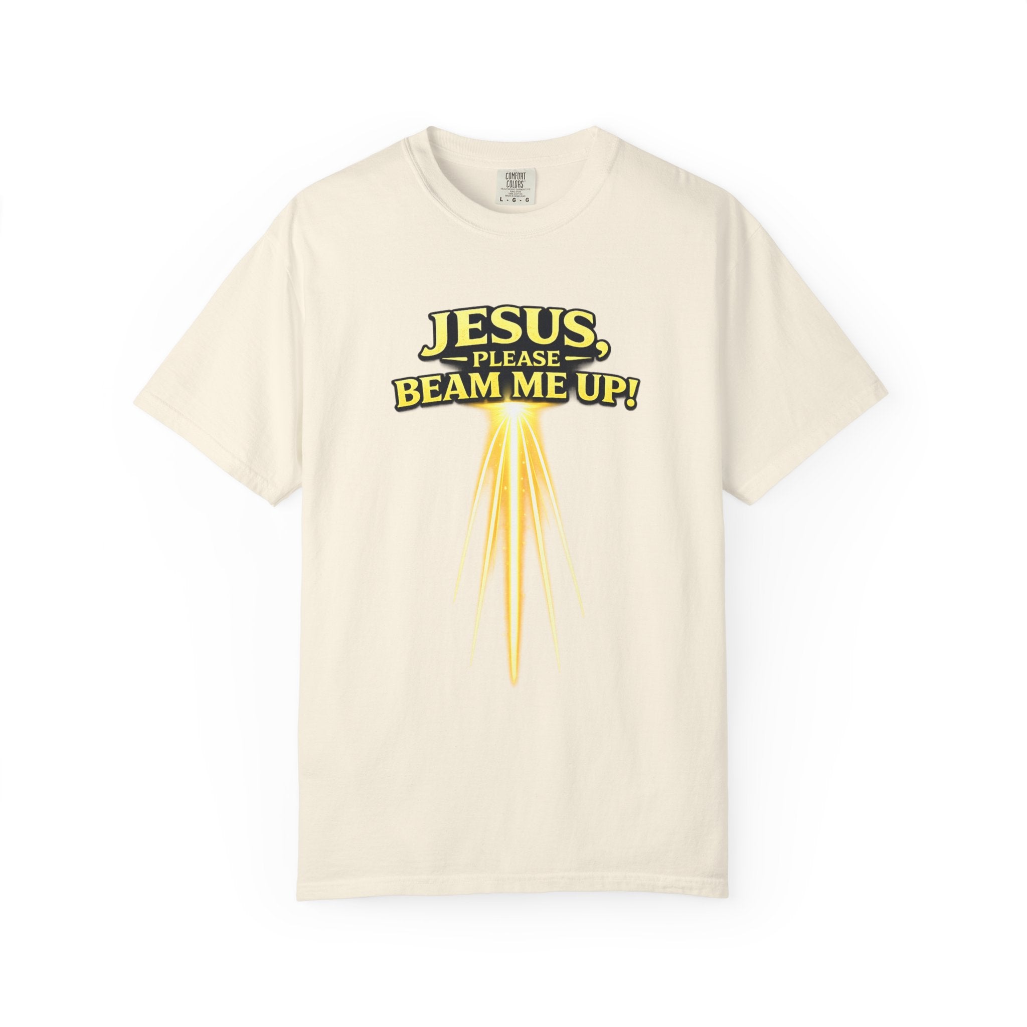 Jesus Please Beam Me Up T-Shirt — Christian Graphic Tee with Heavenly Beam