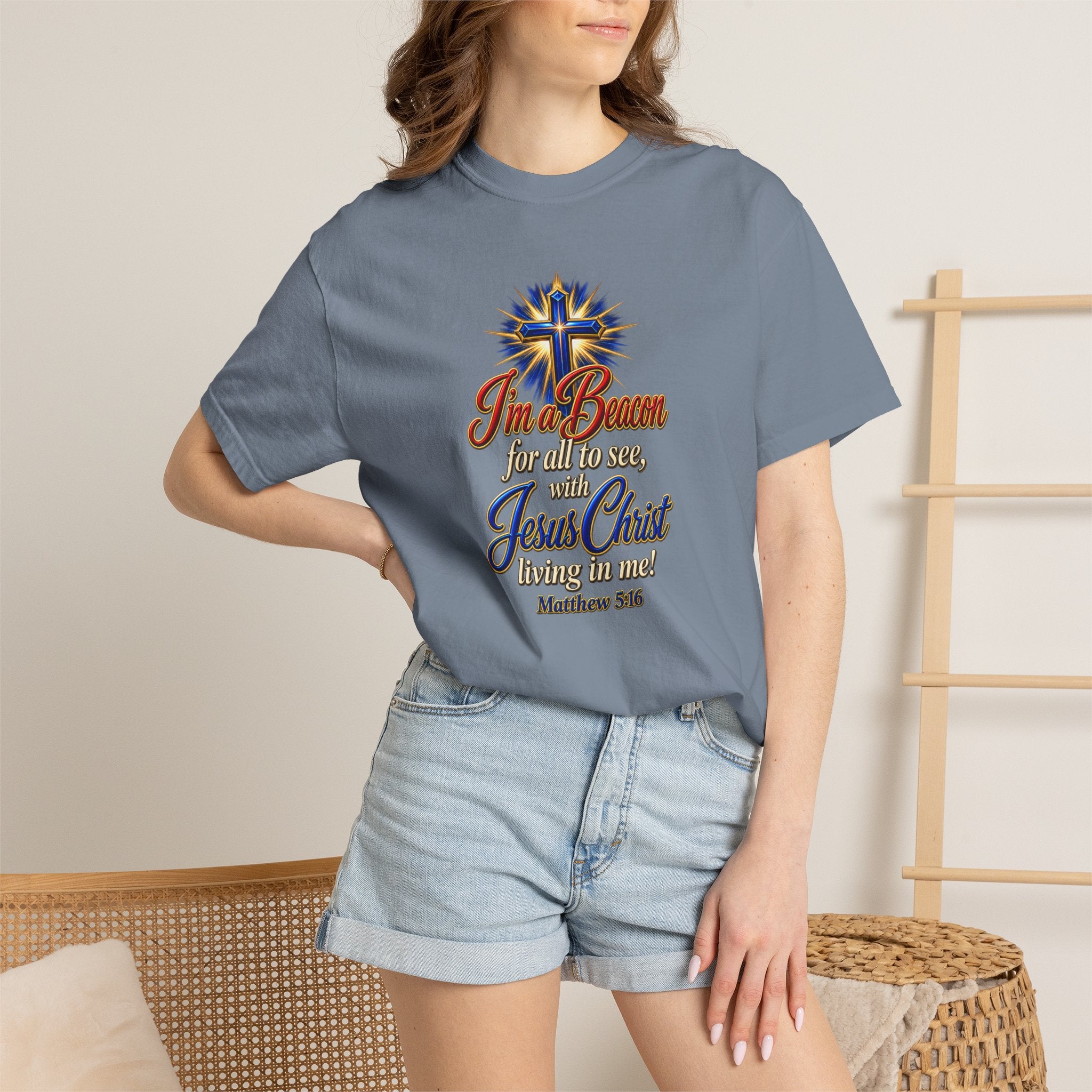I’m a Beacon for All to See Jesus Christ T-Shirt — Christian Faith Cross Tee (Full Armor of God)