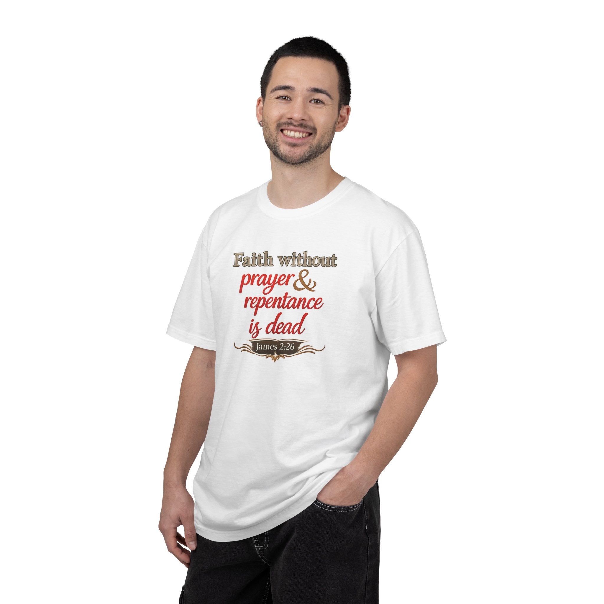 Prayer & Repentance T-Shirt — James 5:16 Inspirational Christian Tee