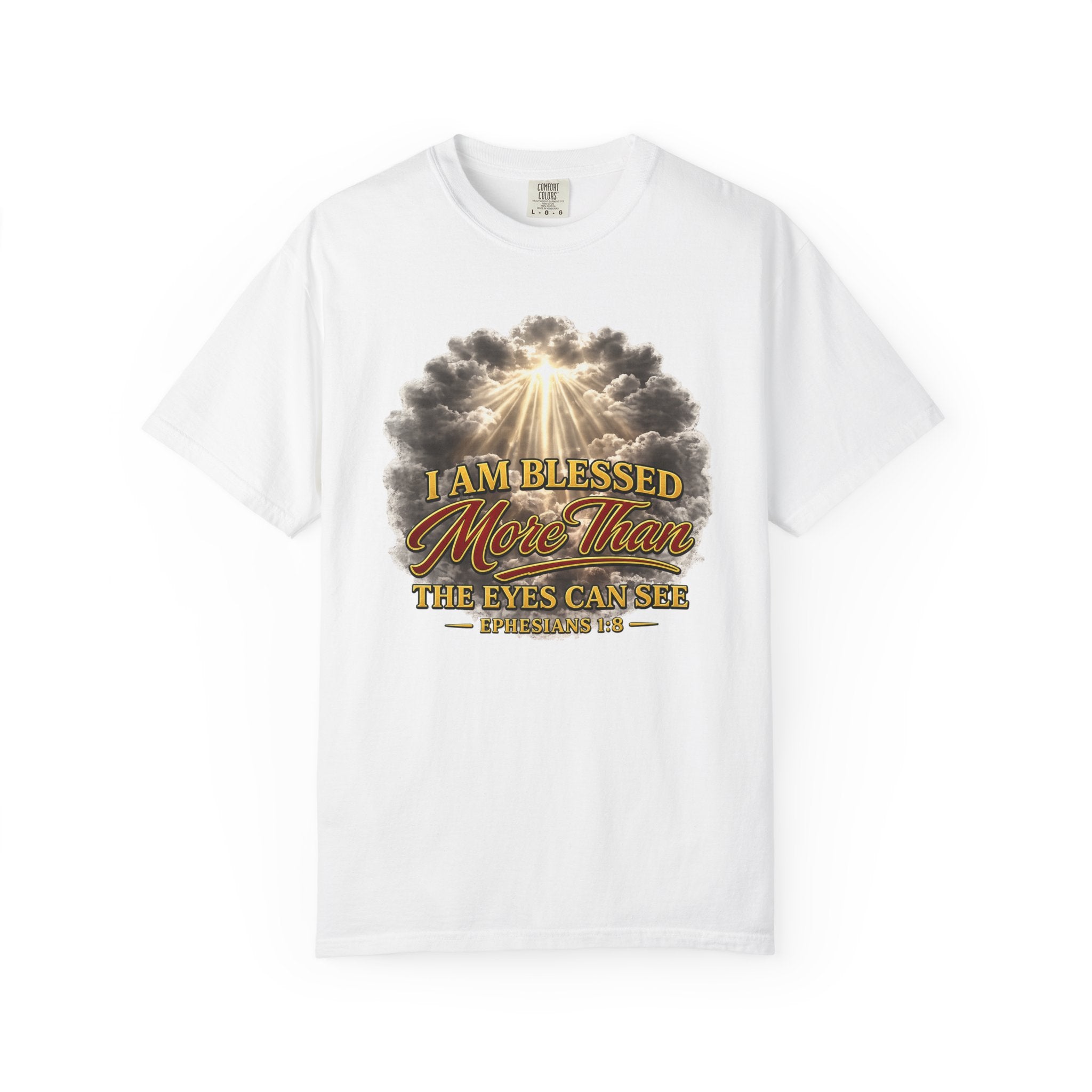 Blessed Beyond Sight T-Shirt — "I Am Blessed More Than The Eyes Can See" Christian Faith Tee