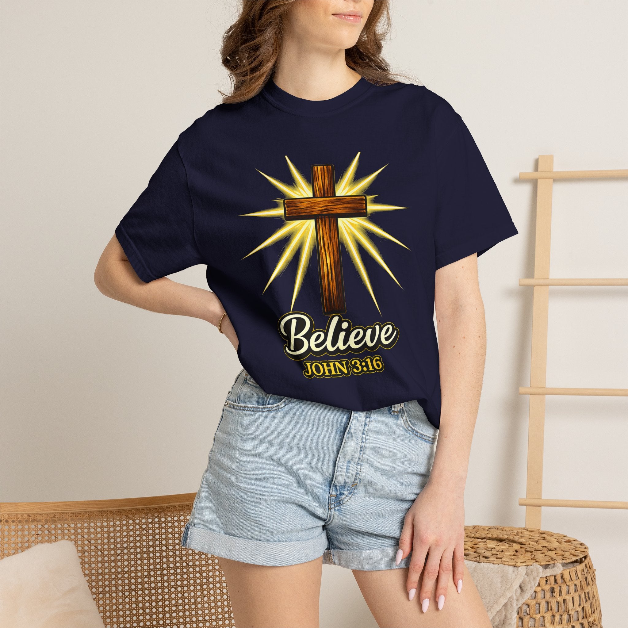 Believe John 3:16 Cross T‑Shirt