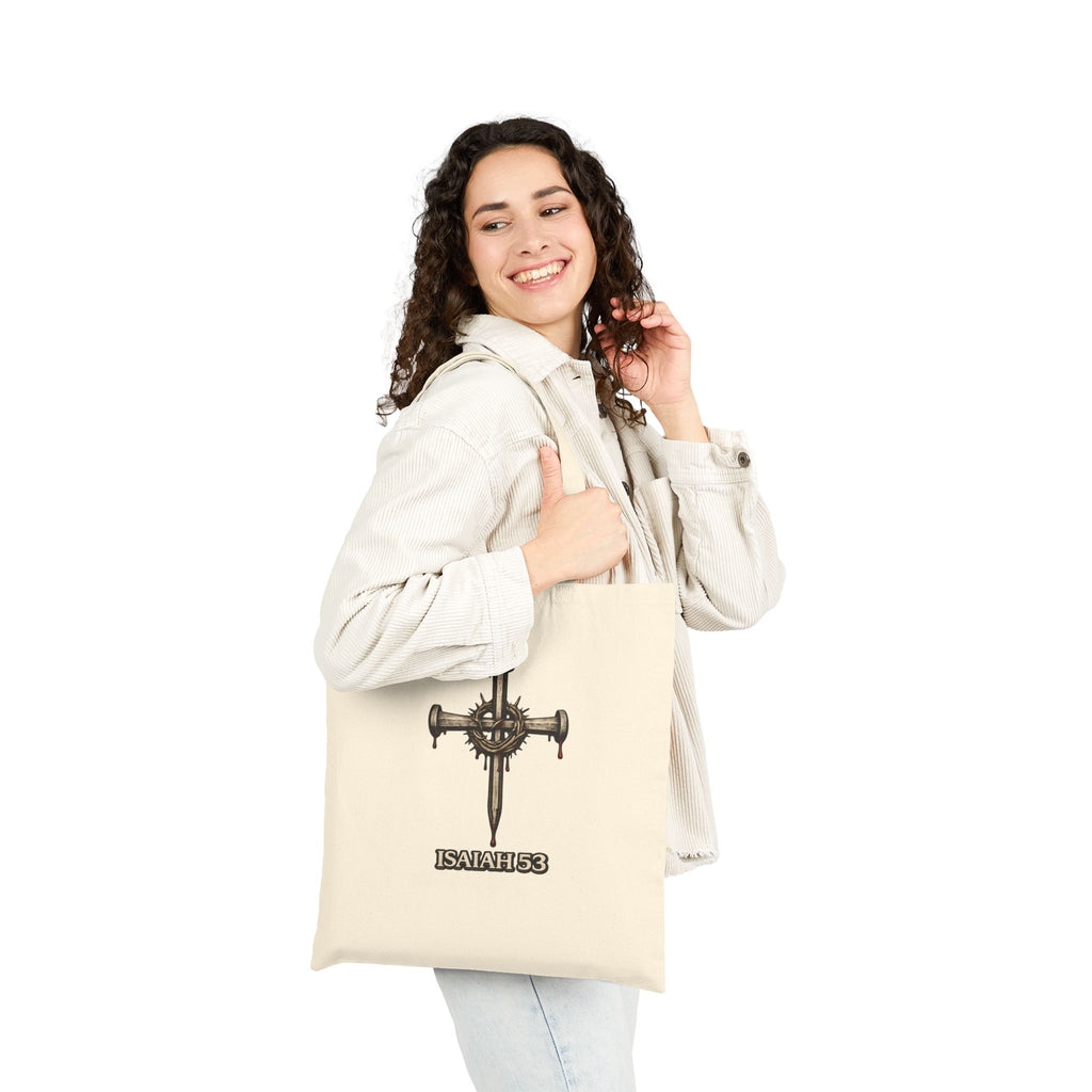 Faith Shield Tote — "Full Armor" Isaiah 53 Canvas Tote Bag