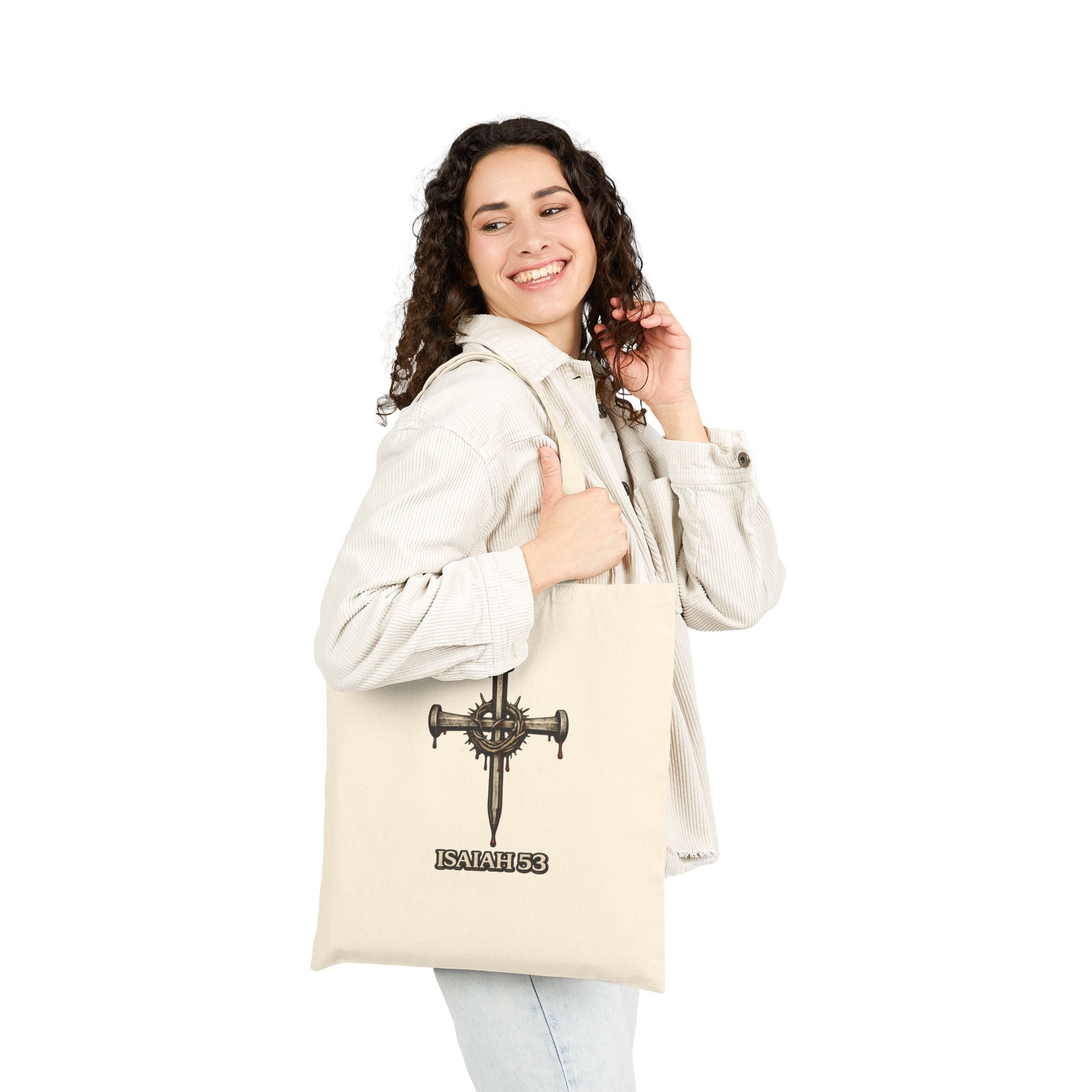 Faith Shield Tote — "Full Armor" Isaiah 53 Canvas Tote Bag
