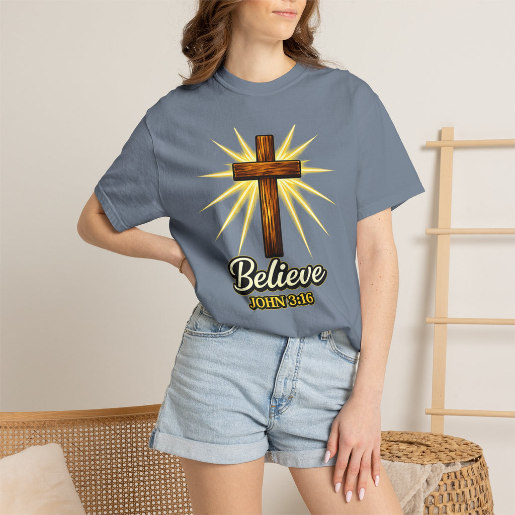Believe John 3:16 Cross T‑Shirt