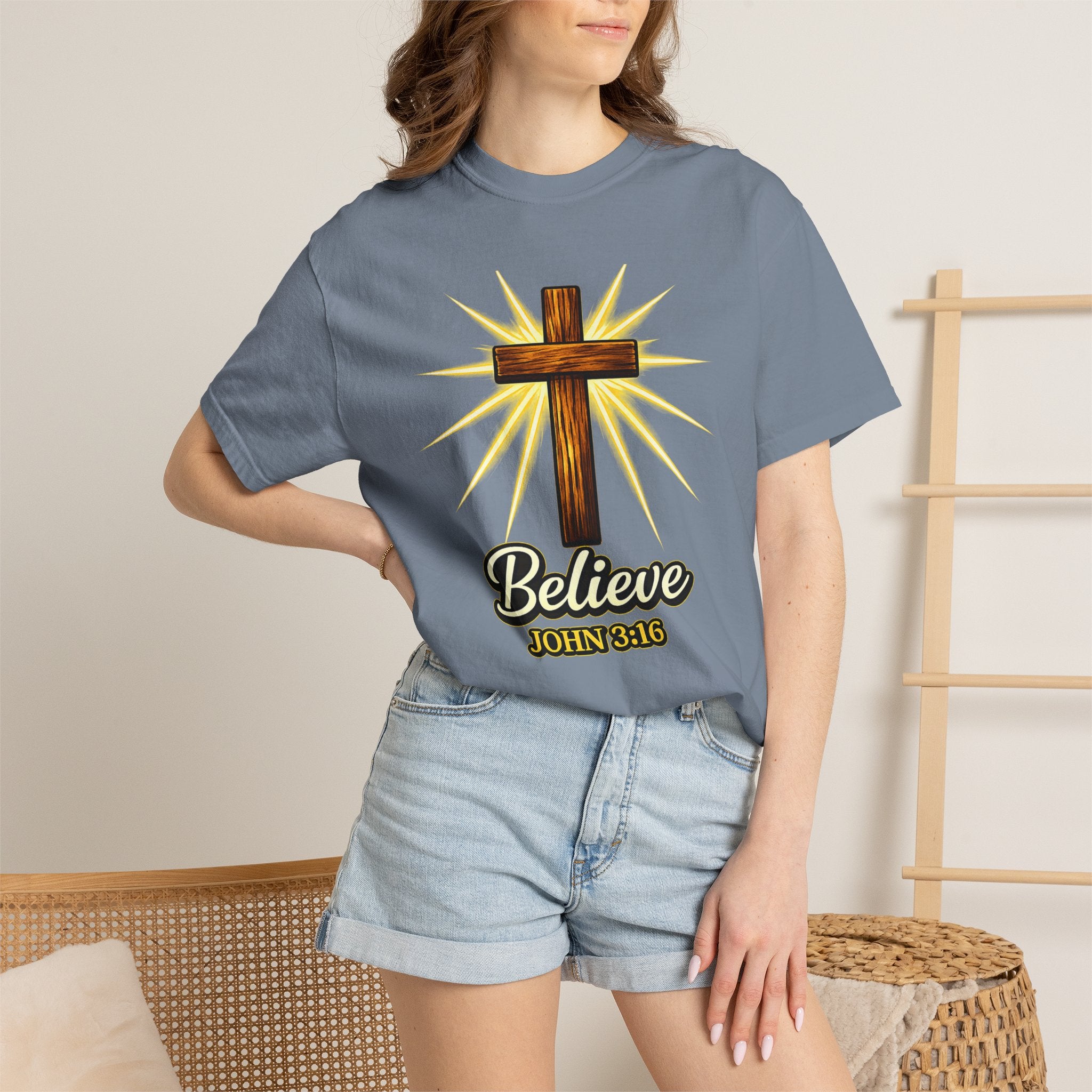 Believe John 3:16 Cross T‑Shirt
