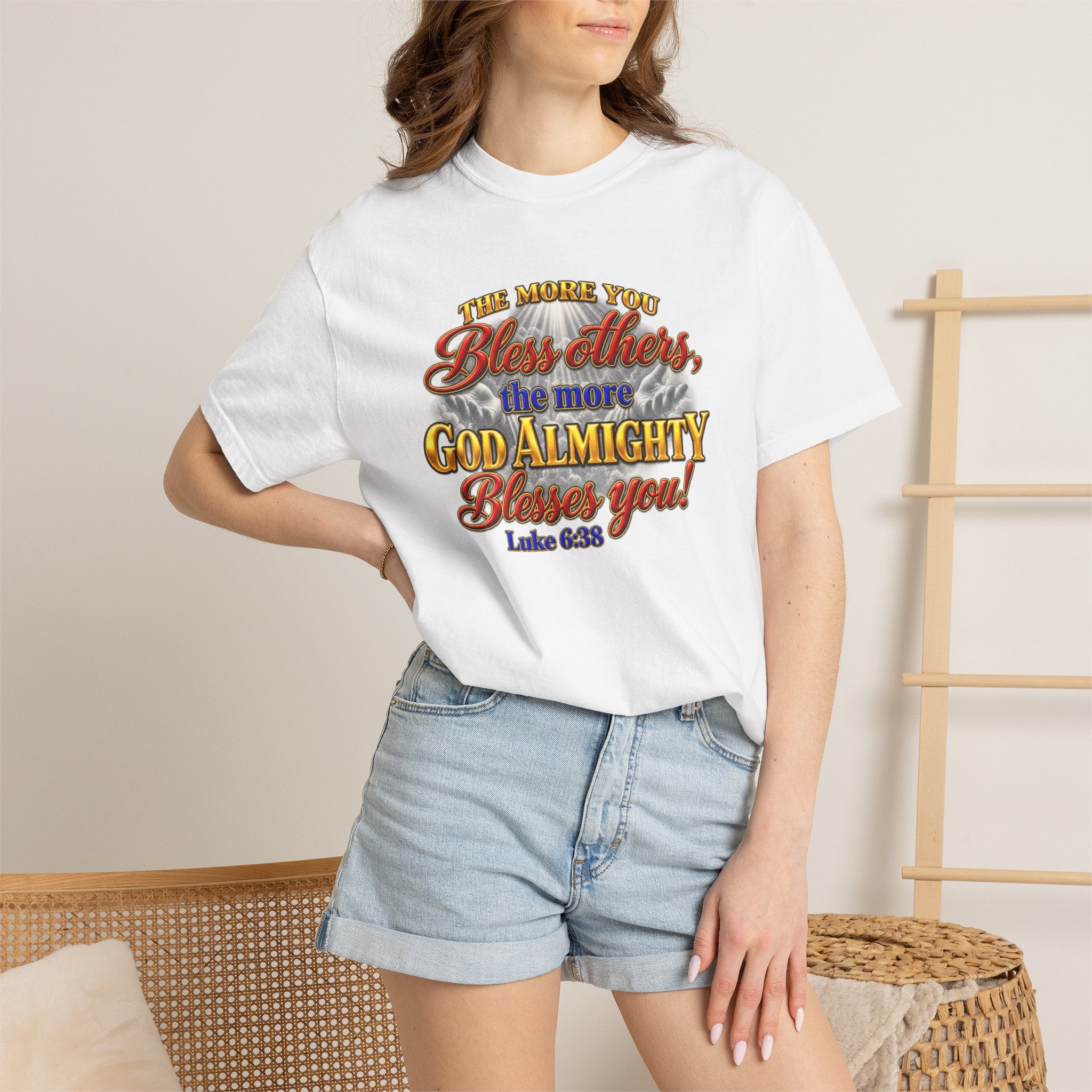 Bless Others Gospel T-Shirt — "The more you bless others, the more God Almighty blesses you" (Luke 6:38)