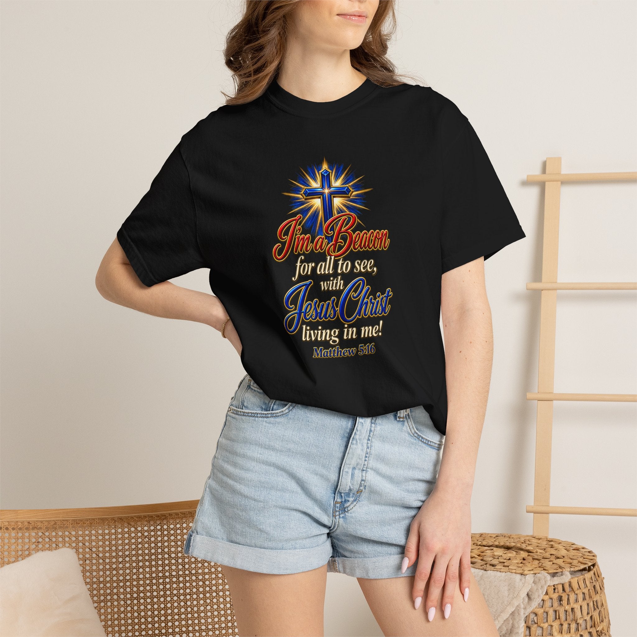 I’m a Beacon for All to See Jesus Christ T-Shirt — Christian Faith Cross Tee (Full Armor of God)