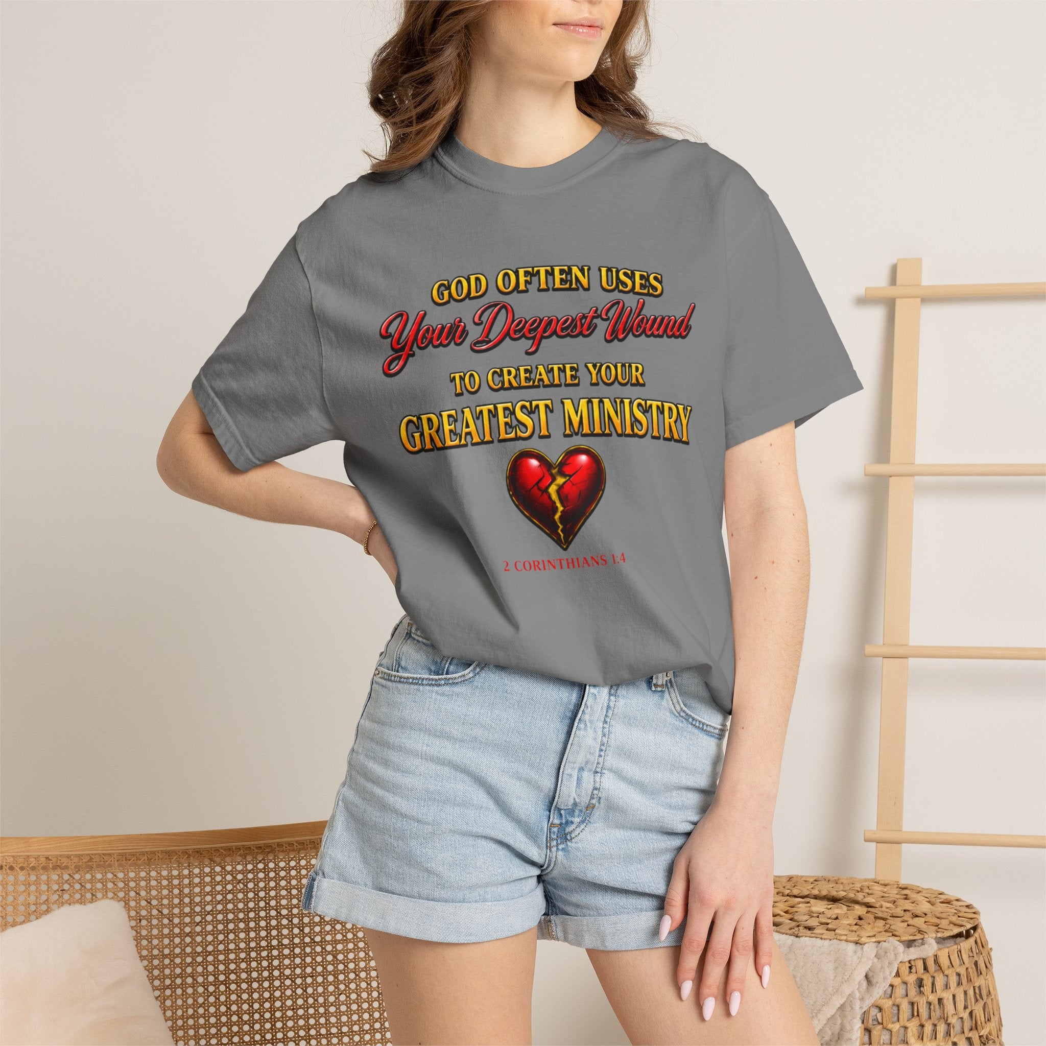 Christian Inspirational T-Shirt — "God Often Uses Your Deepest Wound to Create Your Greatest Ministry"
