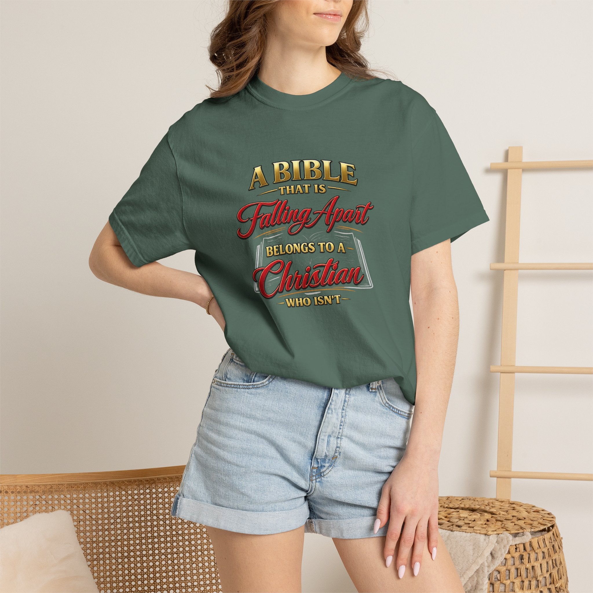 Christian Message T-Shirt — “A Bible That Is Falling Apart Belongs to a Christian Who Isn’t” Spiritual Faith Tee