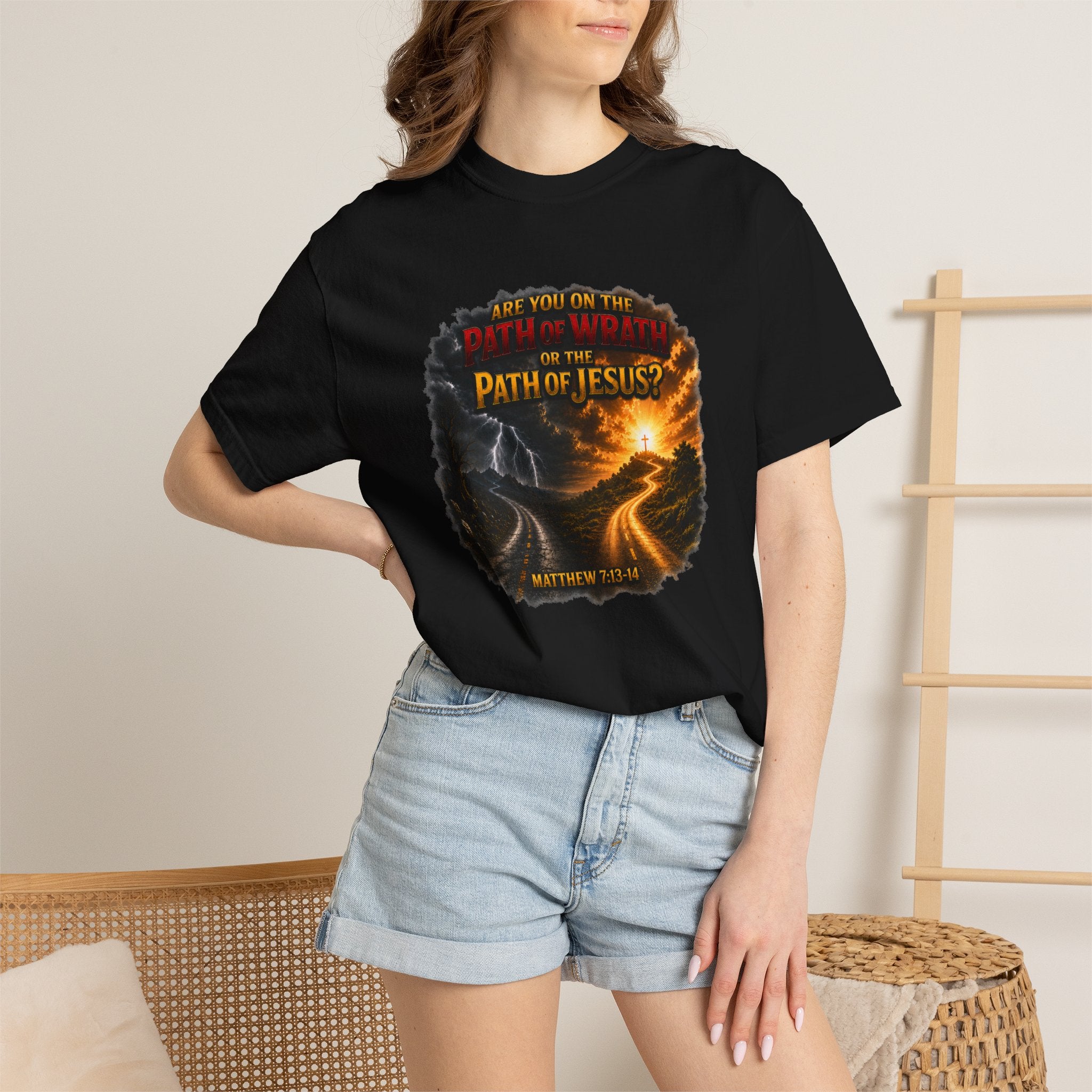 Christian Faith T-Shirt — "Path of Jesus" Matthew 7:13-14 Inspirational Tee