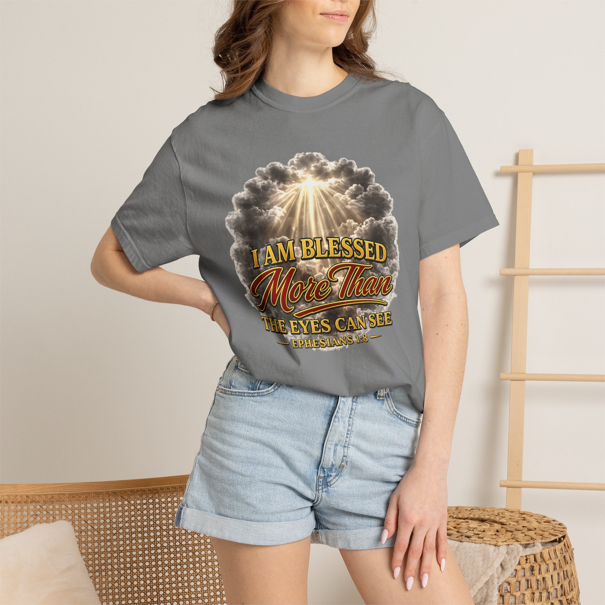 Blessed Beyond Sight T-Shirt — "I Am Blessed More Than The Eyes Can See" Christian Faith Tee