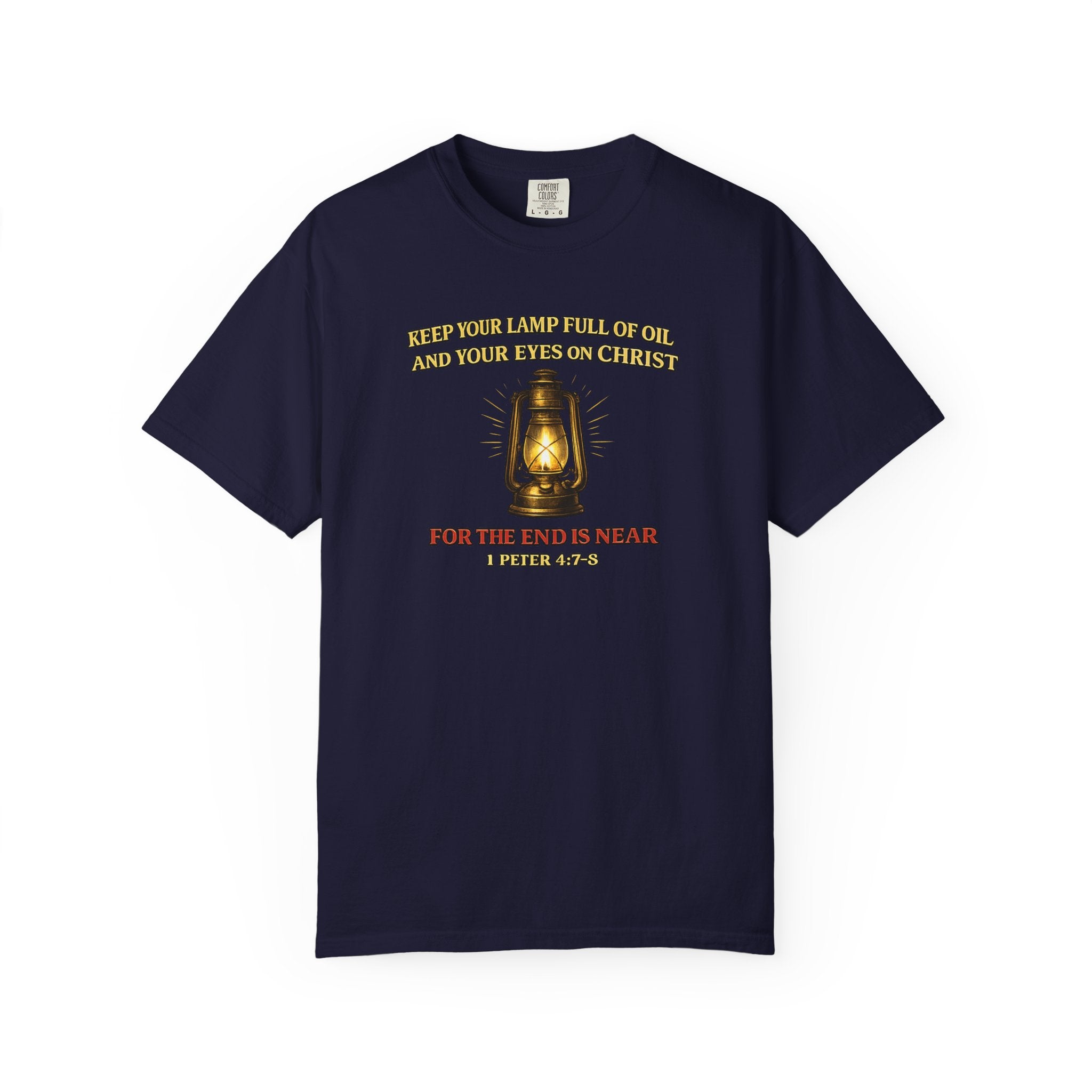 Christian Lantern T-Shirt — "Keep Your Lamp Full of Oil" Scripture Tee