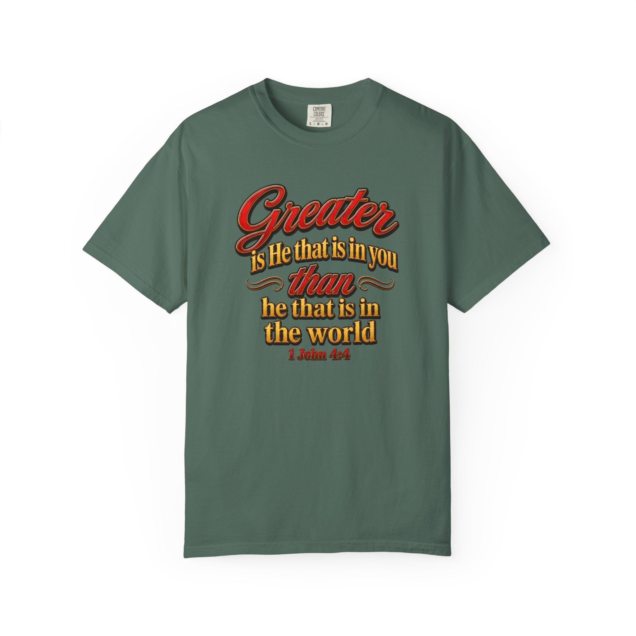 Inspirational Scripture T-Shirt — "Greater is He that is in you" 1 John 4:4