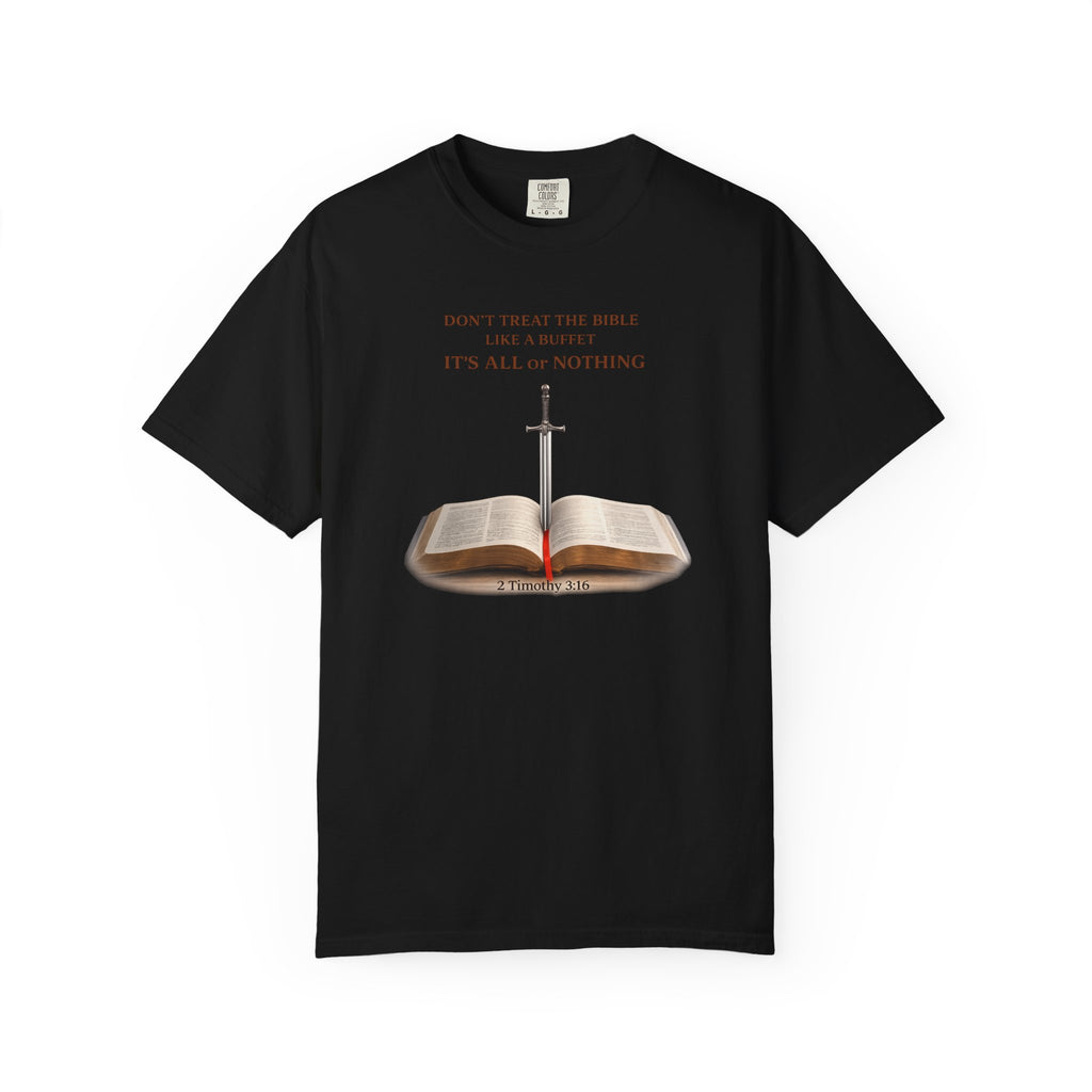 Bible & Sword T‑Shirt — Faith, Justice & Courage Christian Tee