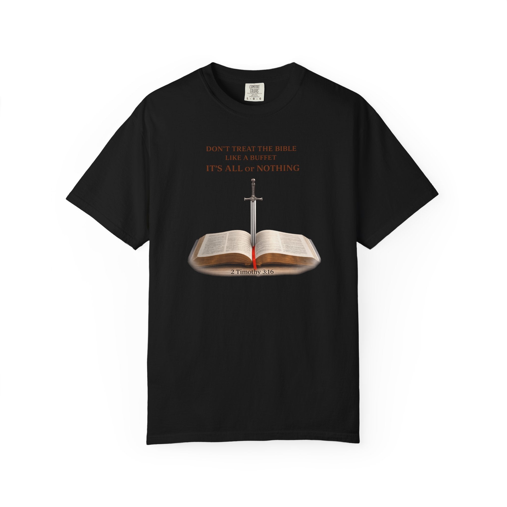 Bible & Sword T‑Shirt — Faith, Justice & Courage Christian Tee