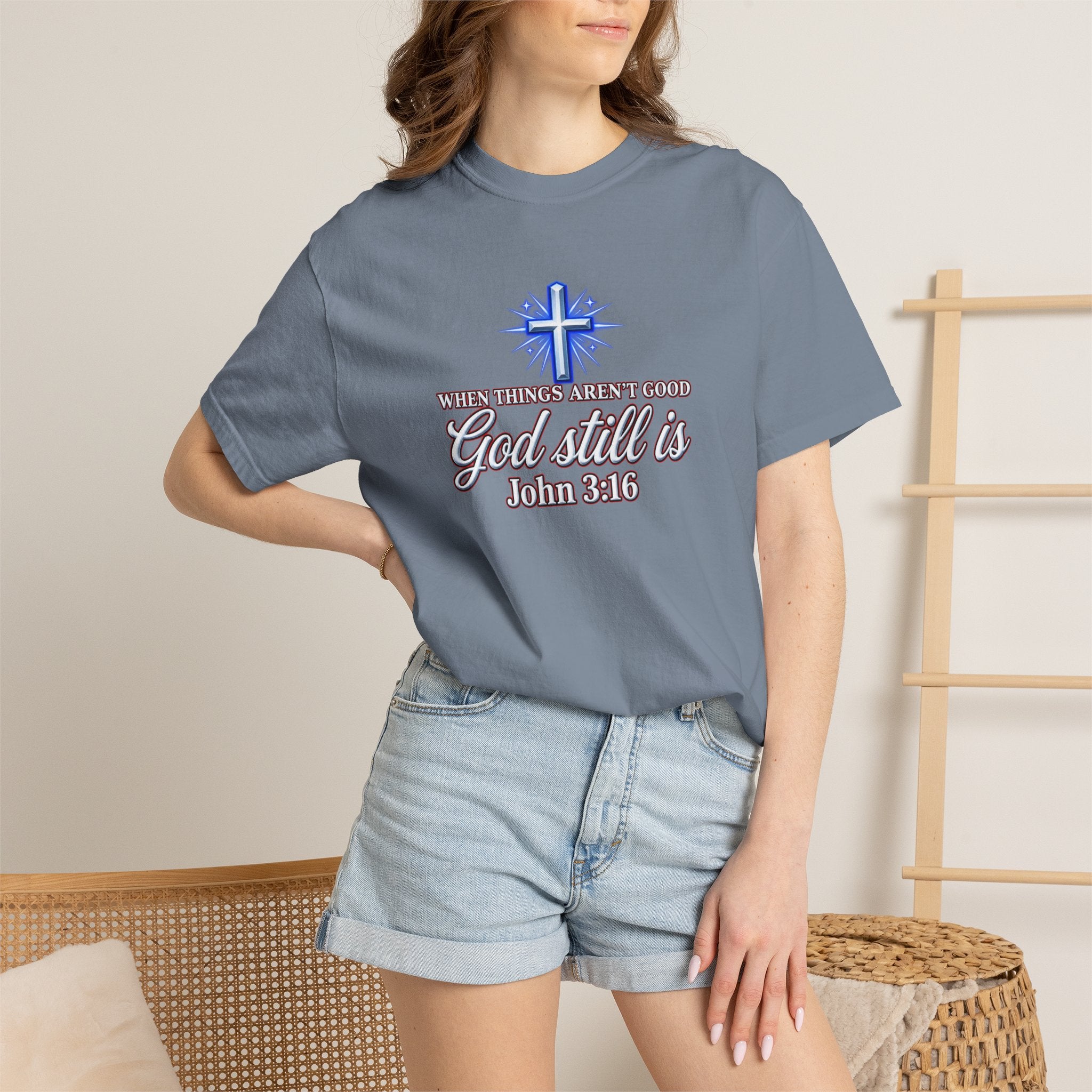 God Still Is T-Shirt – John 3:16 Cross Christian Tee (Full Armor of God)