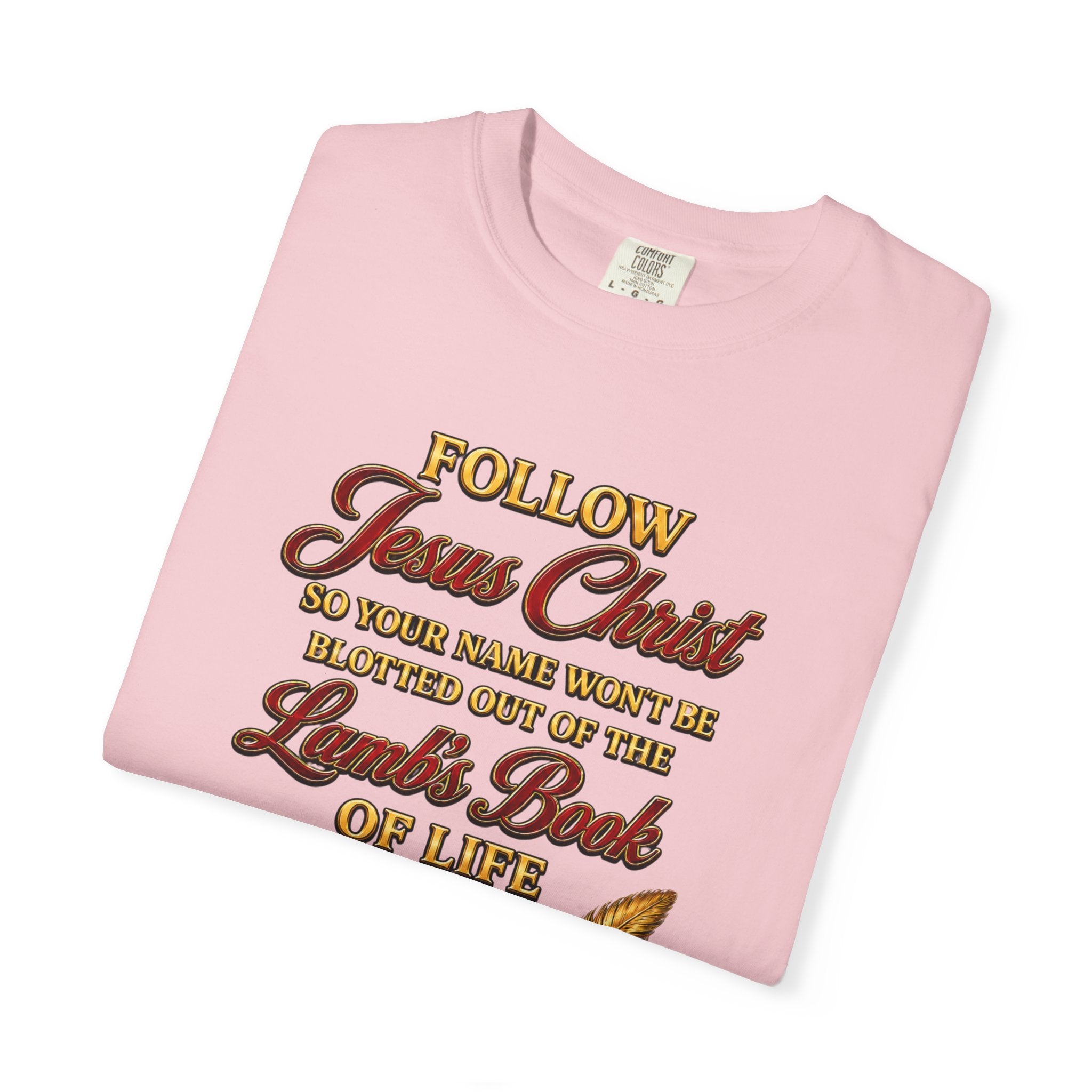 Christian T-Shirt - "Follow Jesus Christ" Bible Verse Graphic Tee (Book of Life)