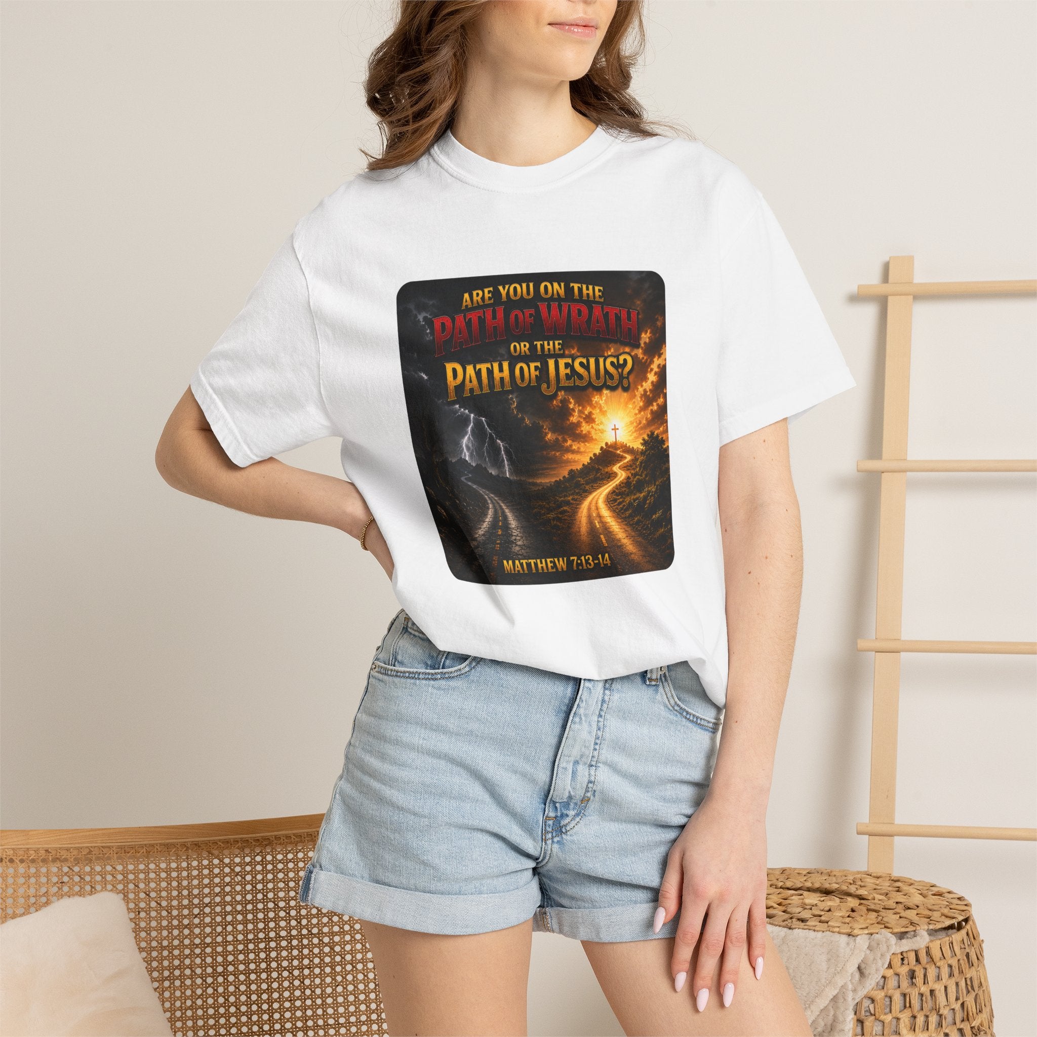 Christian Faith T-Shirt — "Path of Jesus" Matthew 7:13-14 Inspirational Tee