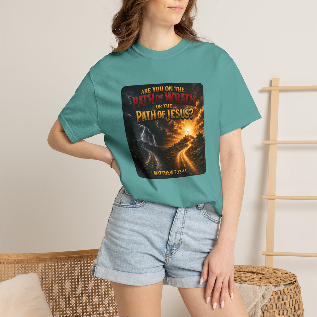 Christian Faith T-Shirt — "Path of Jesus" Matthew 7:13-14 Inspirational Tee