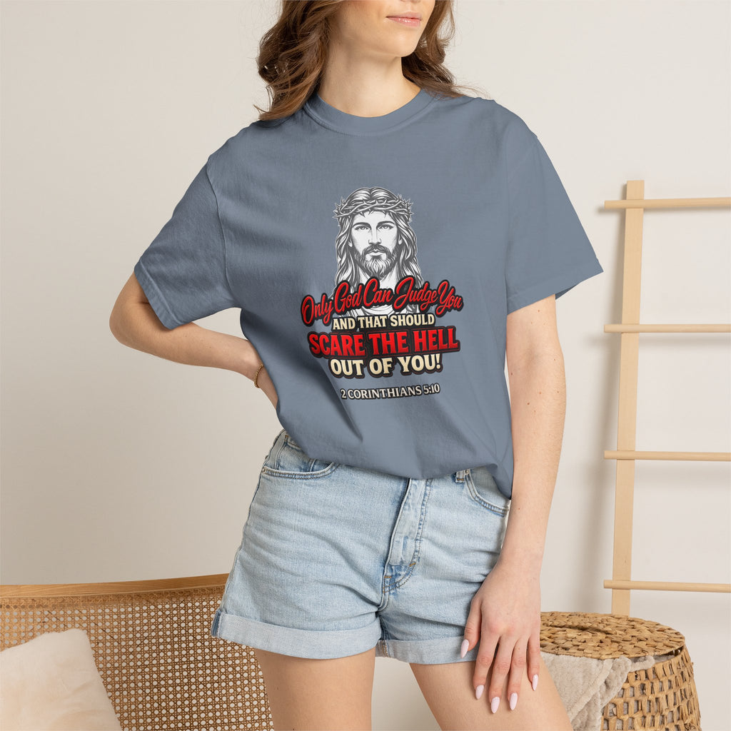 Religious Graphic T-Shirt — "Only God Can Judge You" (Full Armor of God)