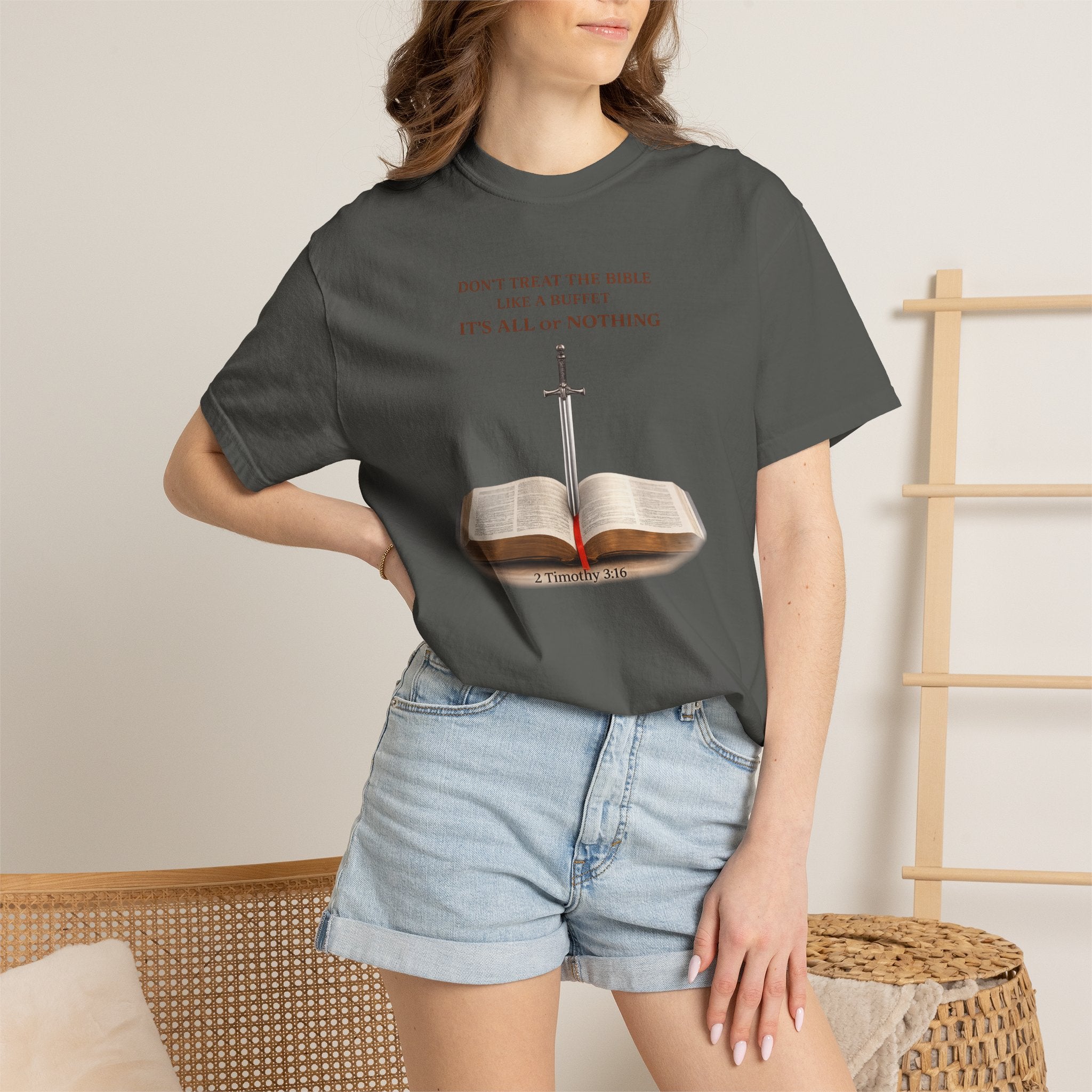 Bible & Sword T‑Shirt — Faith, Justice & Courage Christian Tee