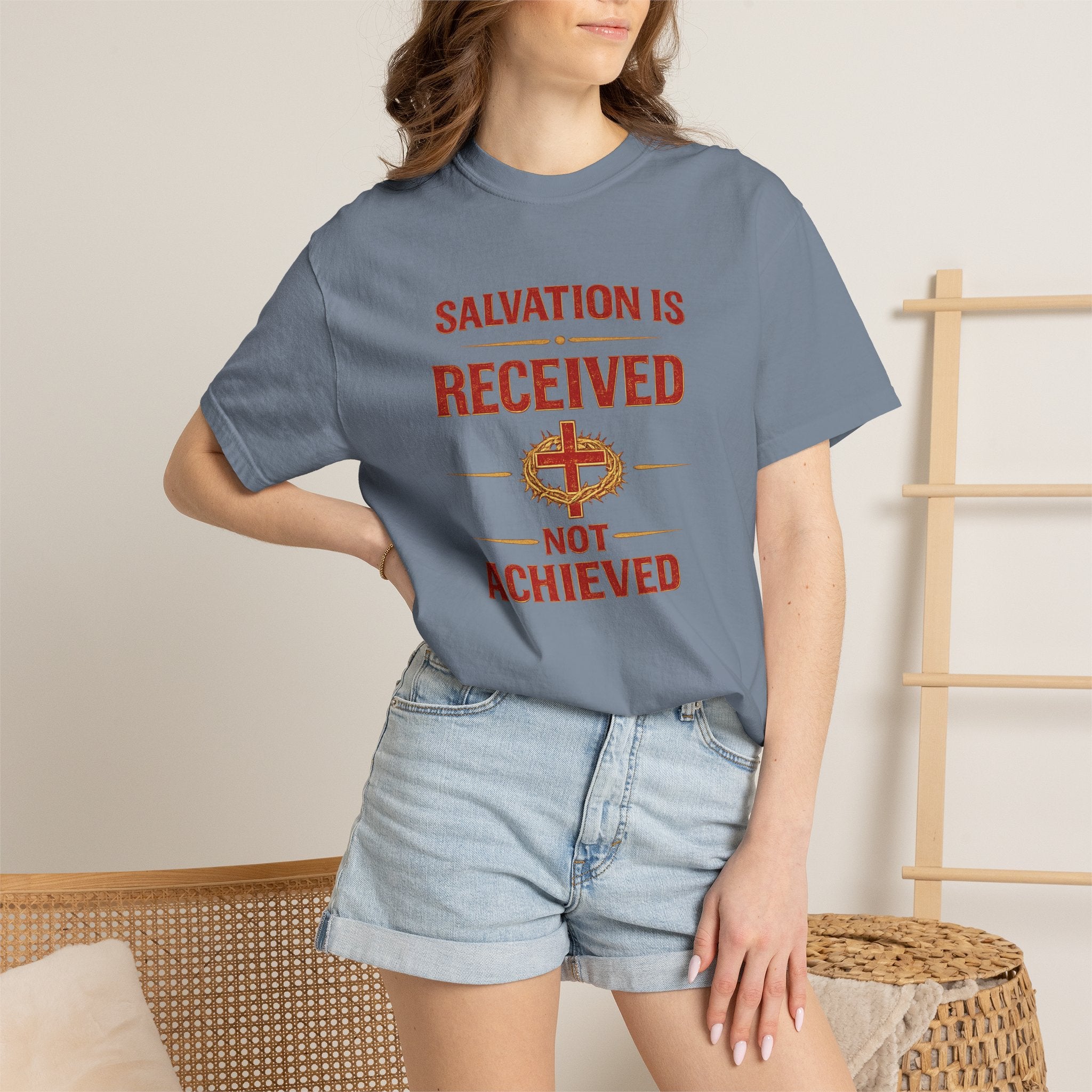 Salvation Is Received Not Achieved T-Shirt — Christian Faith Gospel Tee