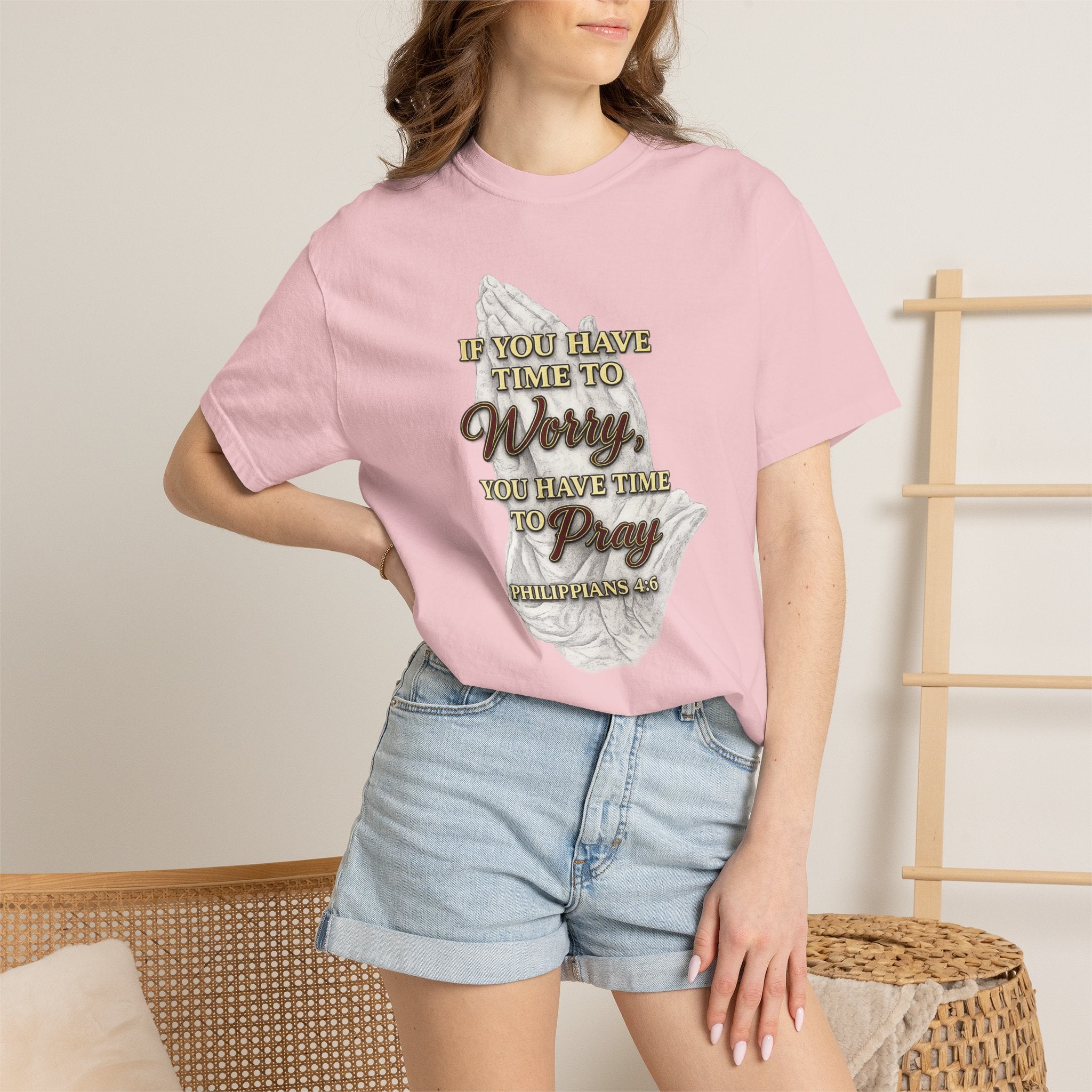 Prayer Reminder T-Shirt — “If You Have Time to Worry, You Have Time to Pray” Christian Tee
