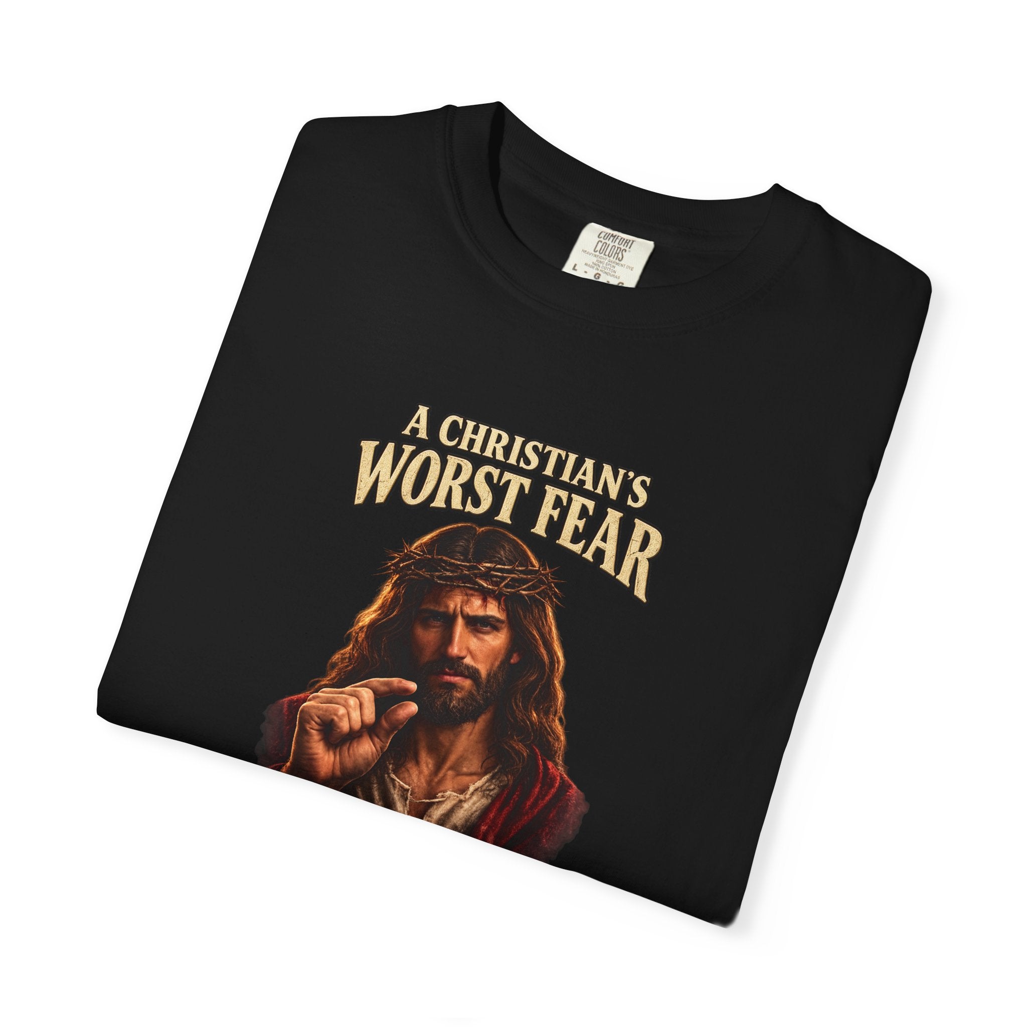 Christian T-Shirt "A Christian's Worst Fear" — Jesus Graphic Tee with "Full Armor of God" Back