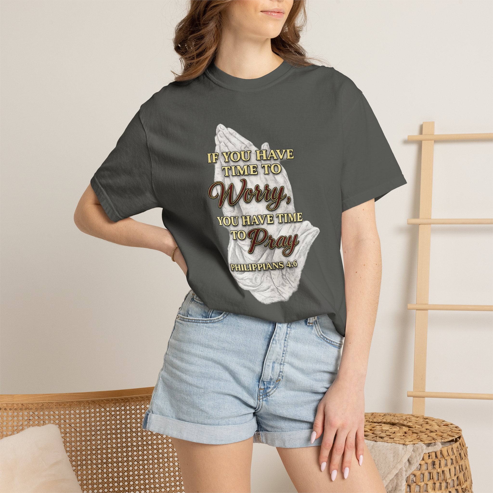 Prayer Reminder T-Shirt — “If You Have Time to Worry, You Have Time to Pray” Christian Tee