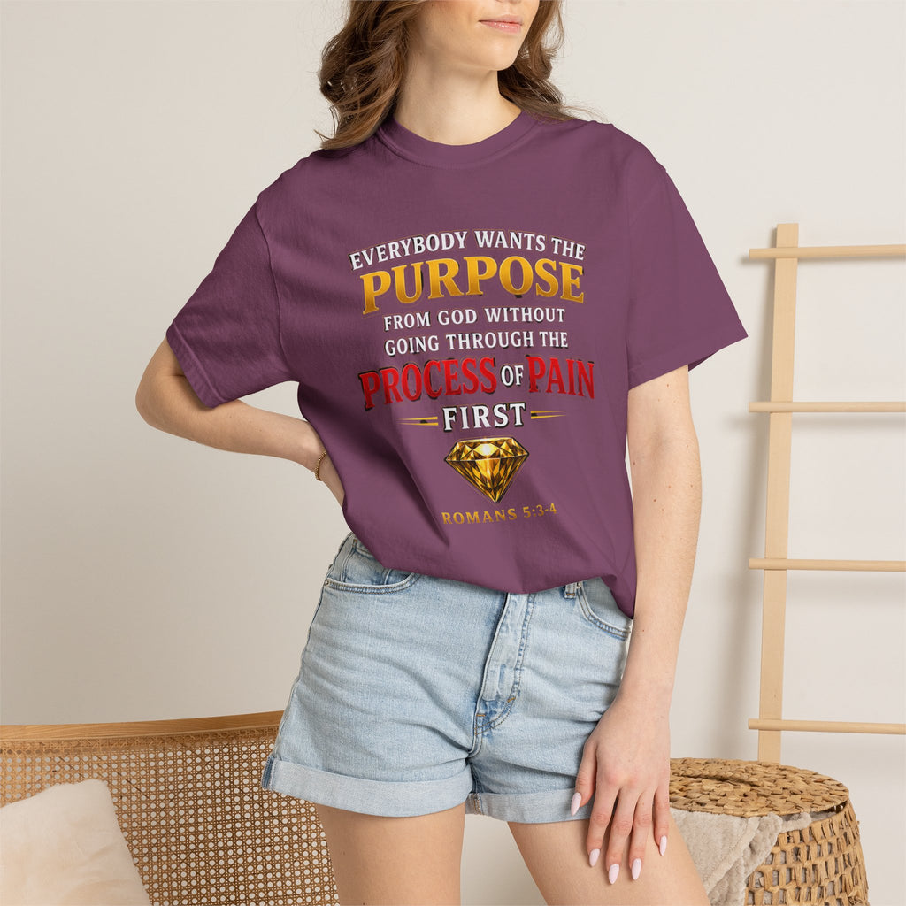 Purpose Through Pain T-Shirt — Romans 5:3-4 Inspirational Faith Tee
