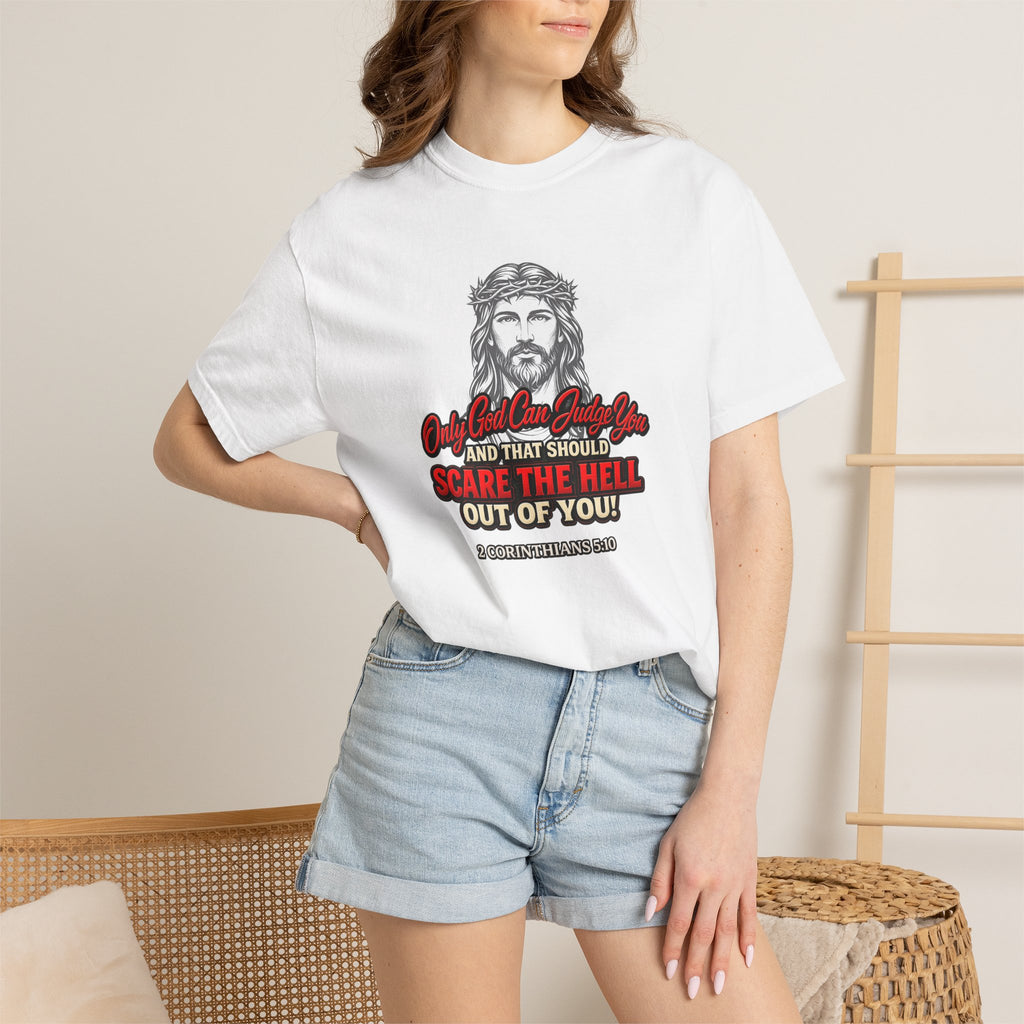 Religious Graphic T-Shirt — "Only God Can Judge You" (Full Armor of God)