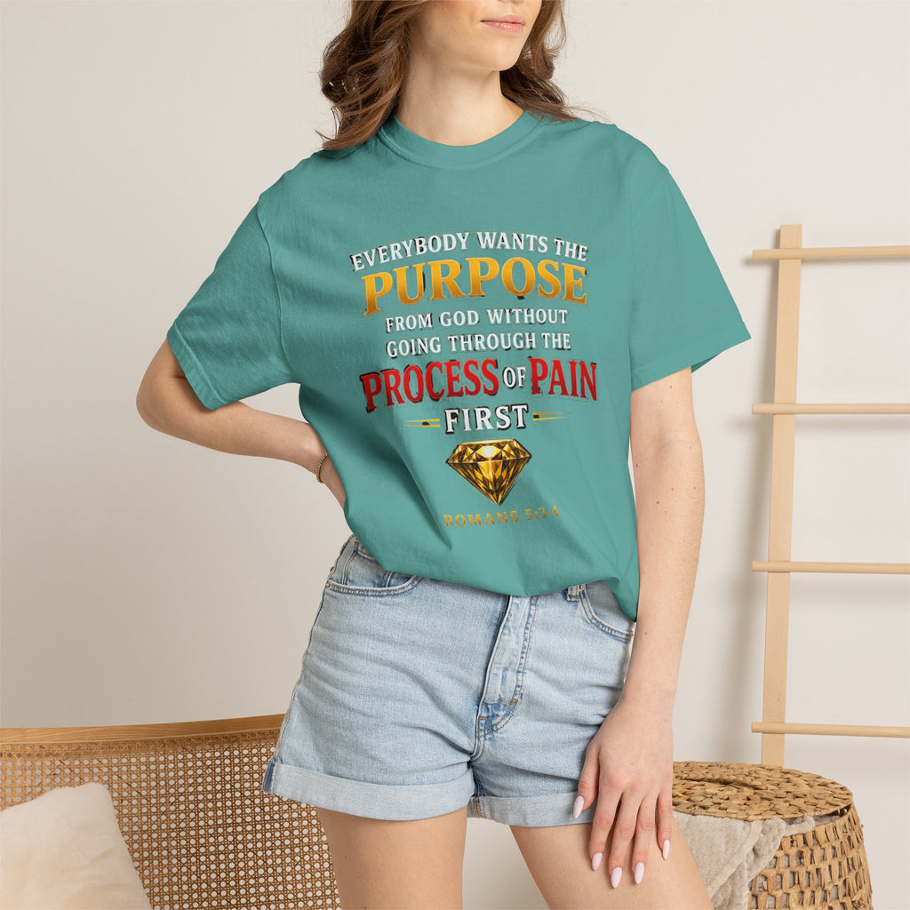 Purpose Through Pain T-Shirt — Romans 5:3-4 Inspirational Faith Tee