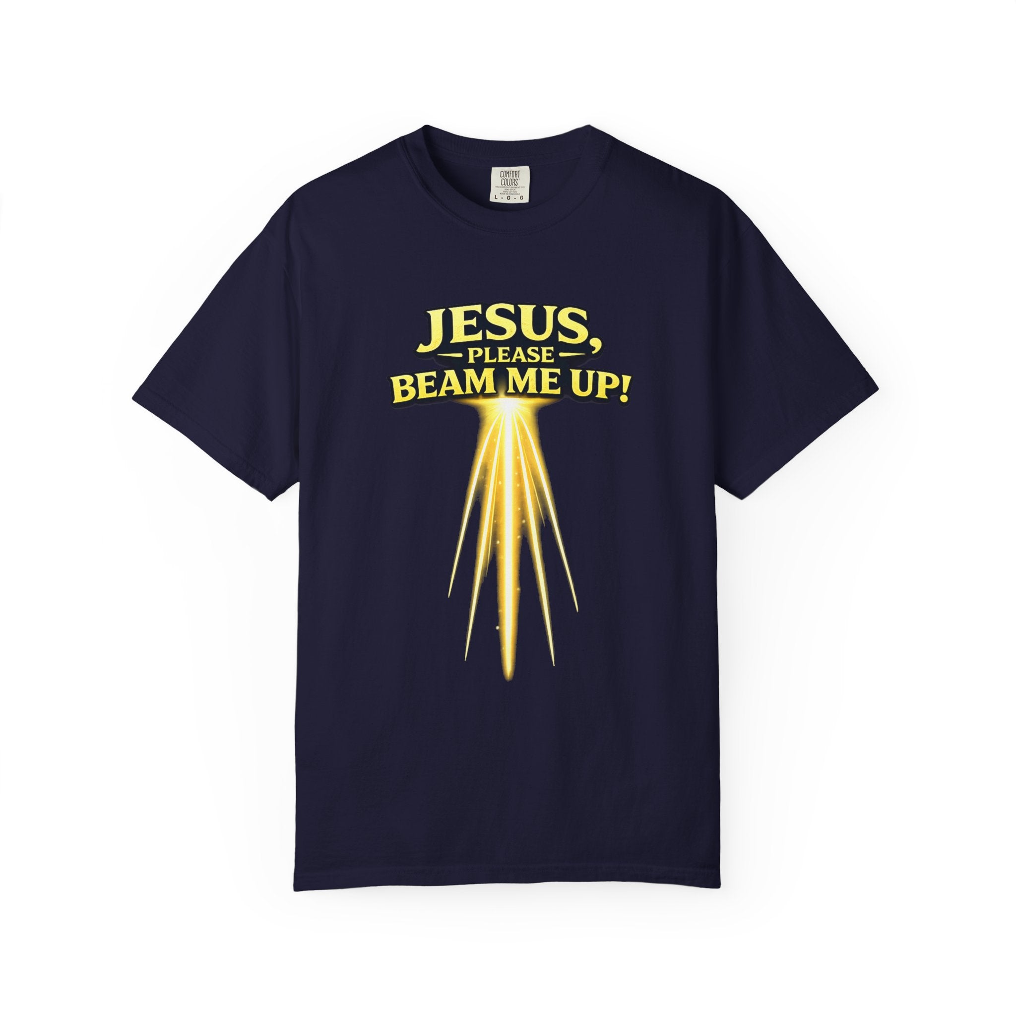 Jesus Please Beam Me Up T-Shirt — Christian Graphic Tee with Heavenly Beam