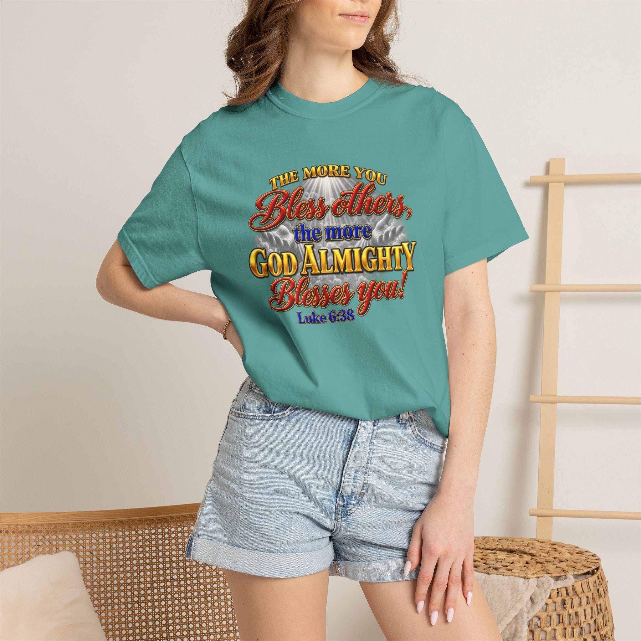 Bless Others Gospel T-Shirt — "The more you bless others, the more God Almighty blesses you" (Luke 6:38)