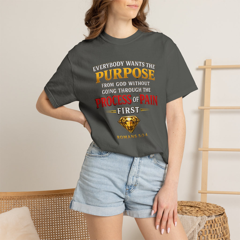 Purpose Through Pain T-Shirt — Romans 5:3-4 Inspirational Faith Tee