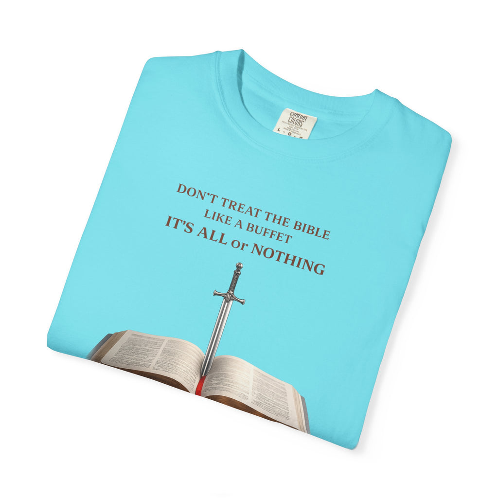 Bible & Sword T‑Shirt — Faith, Justice & Courage Christian Tee
