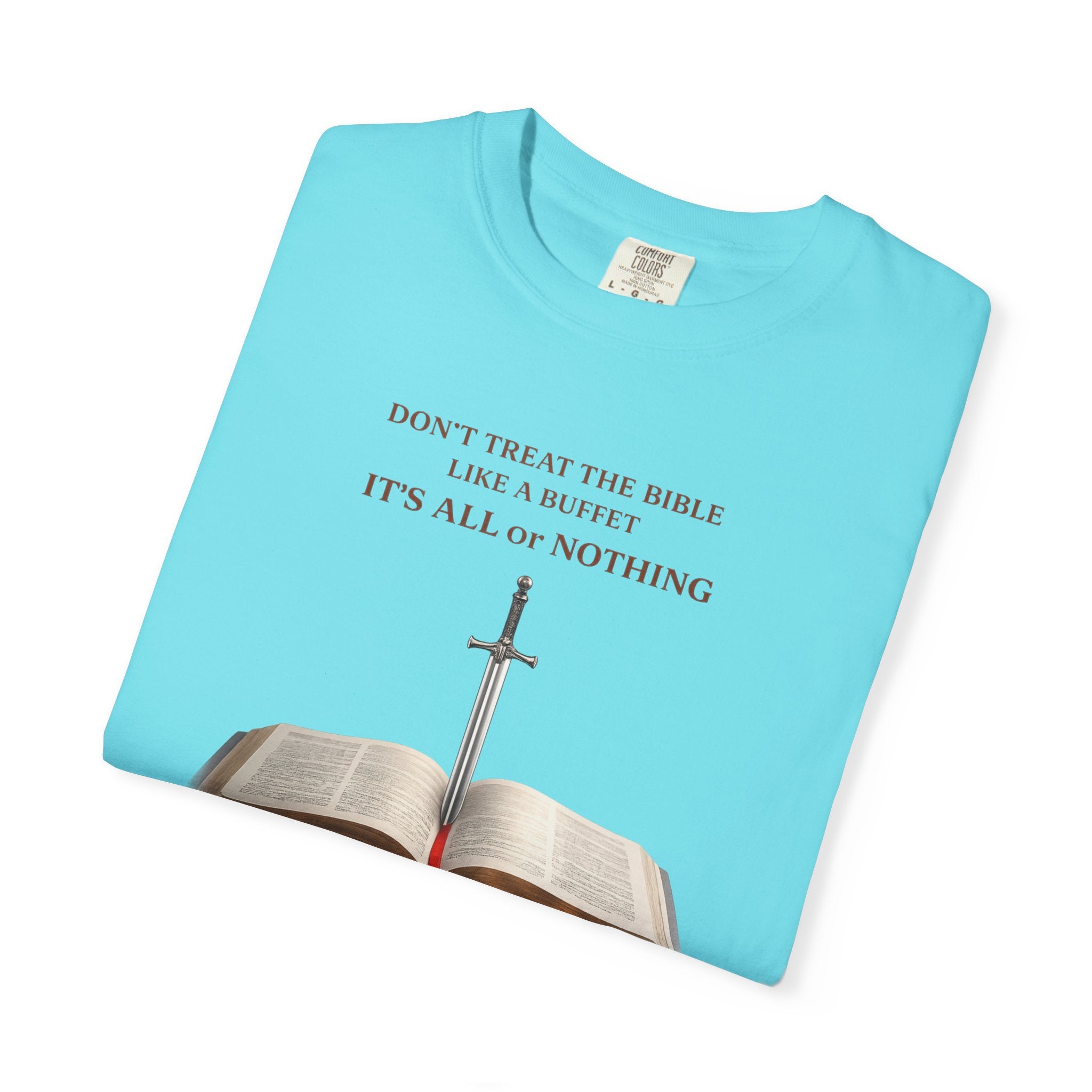 Bible & Sword T‑Shirt — Faith, Justice & Courage Christian Tee