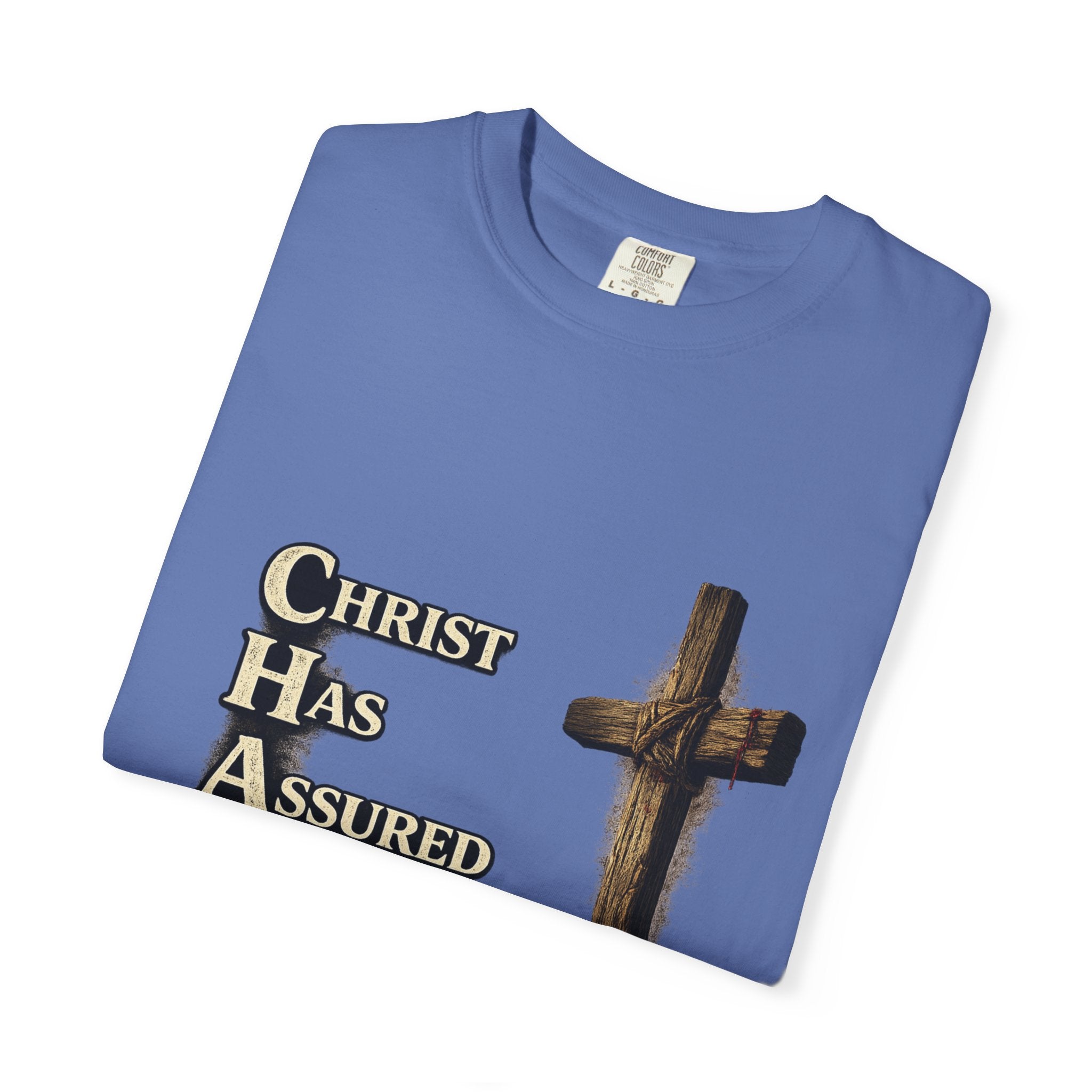Christian Cross T‑Shirt — "CHAOS: Christ Has Assured Our Salvation" Faith Tee