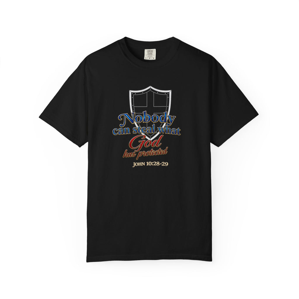 Faith Shield T‑Shirt — "Nobody Can Steal What God Has Protected" Christian Tee