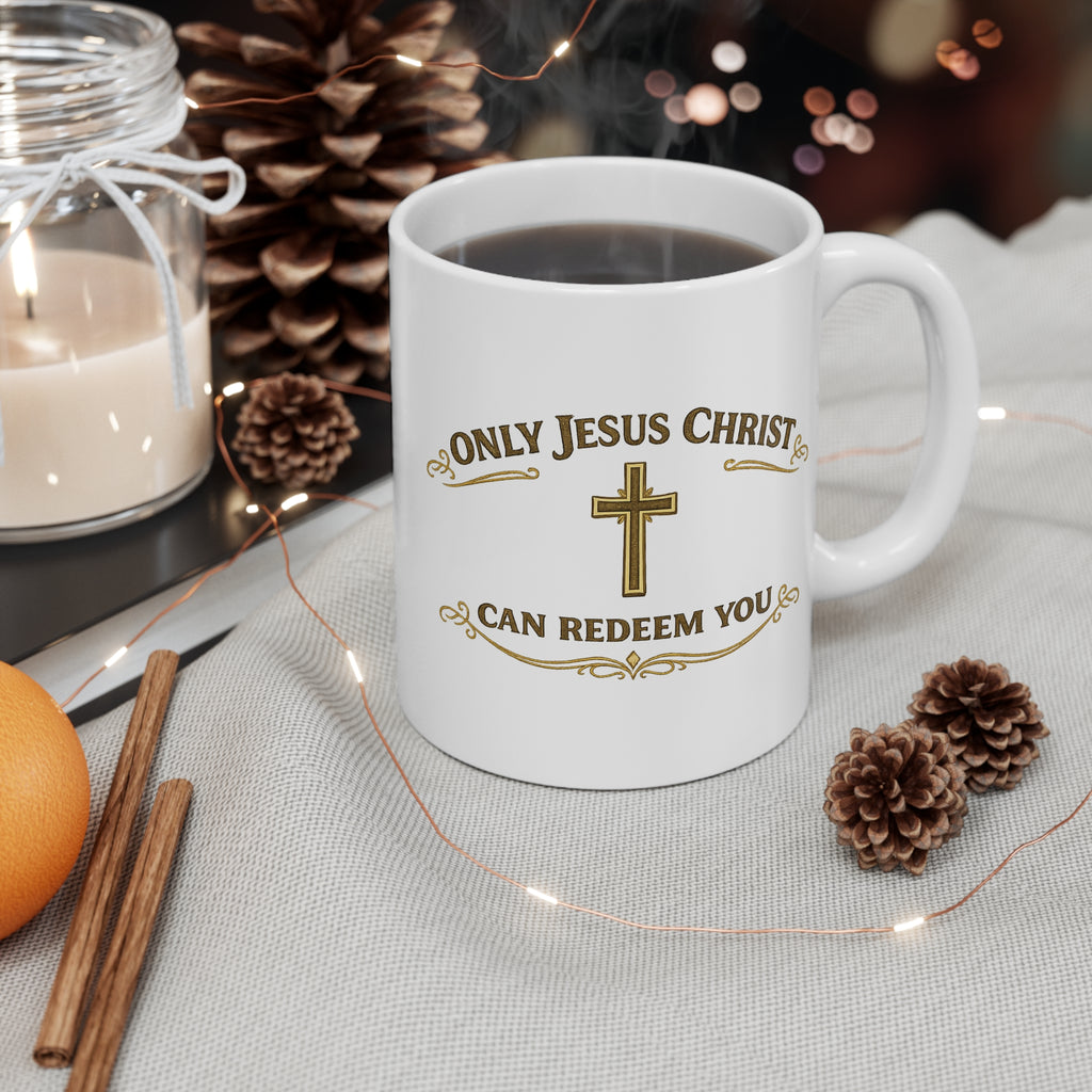 Inspirational Gold Script Coffee Mug — "Pray, Armor of God" Christian Faith Gift