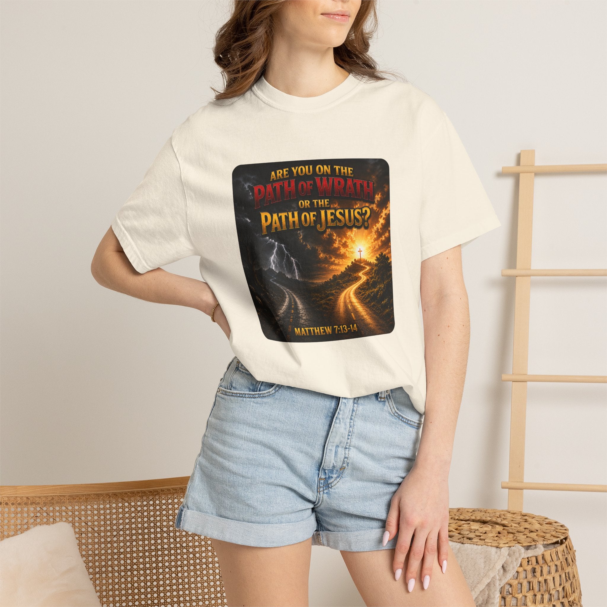 Christian Faith T-Shirt — "Path of Jesus" Matthew 7:13-14 Inspirational Tee