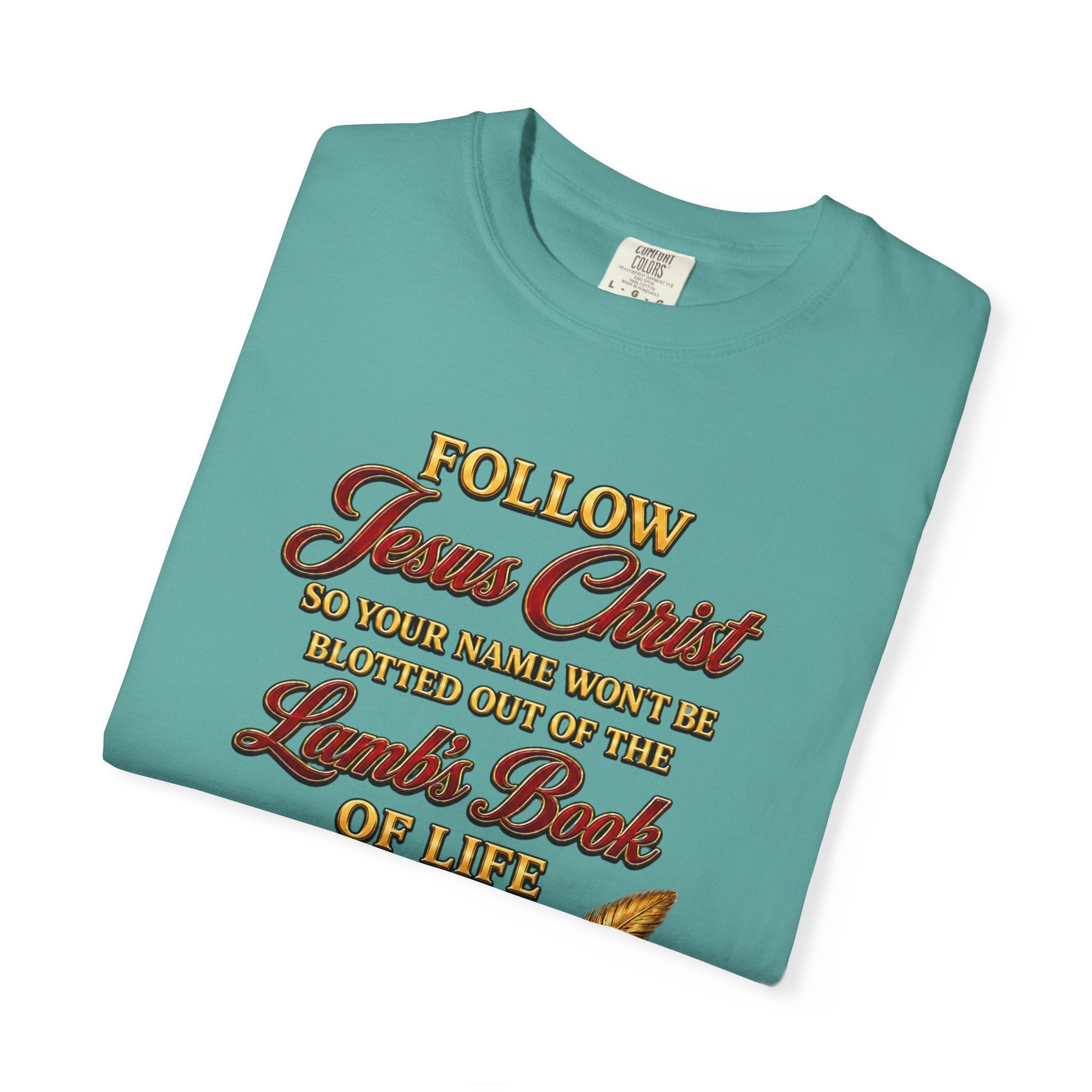 Christian T-Shirt - "Follow Jesus Christ" Bible Verse Graphic Tee (Book of Life)