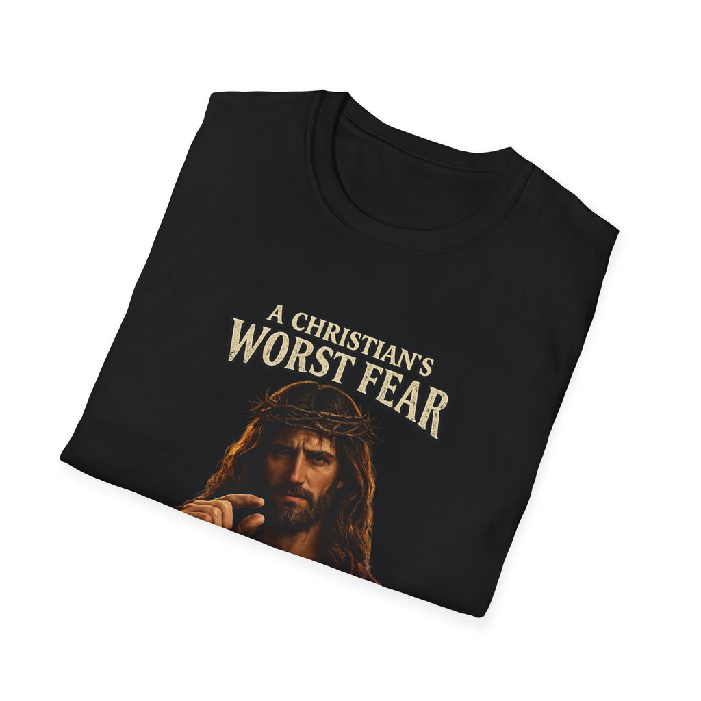 T-Shirt — “A Christian’s Worst Fear: You Were This Close” Vintage Jesus Holiday Tee