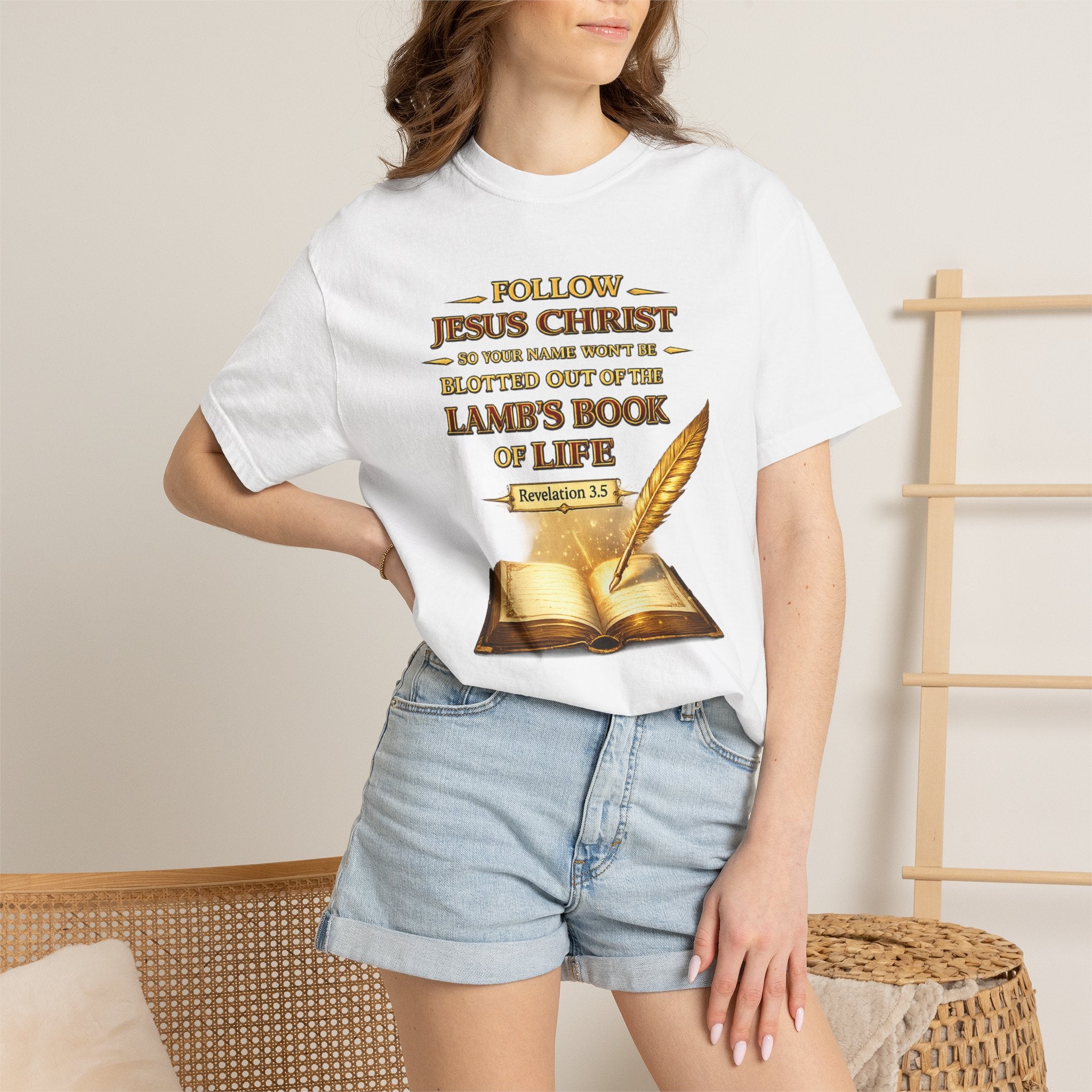 Follow Jesus Christ T-Shirt — "Blotted Out of the Lamb's Book of Life" Religious Christian Tee