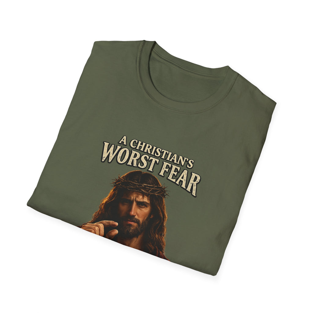 T-Shirt — “A Christian’s Worst Fear: You Were This Close” Vintage Jesus Holiday Tee