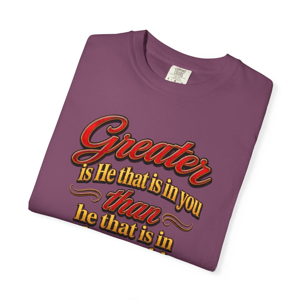 Inspirational Scripture T-Shirt — "Greater is He that is in you" 1 John 4:4